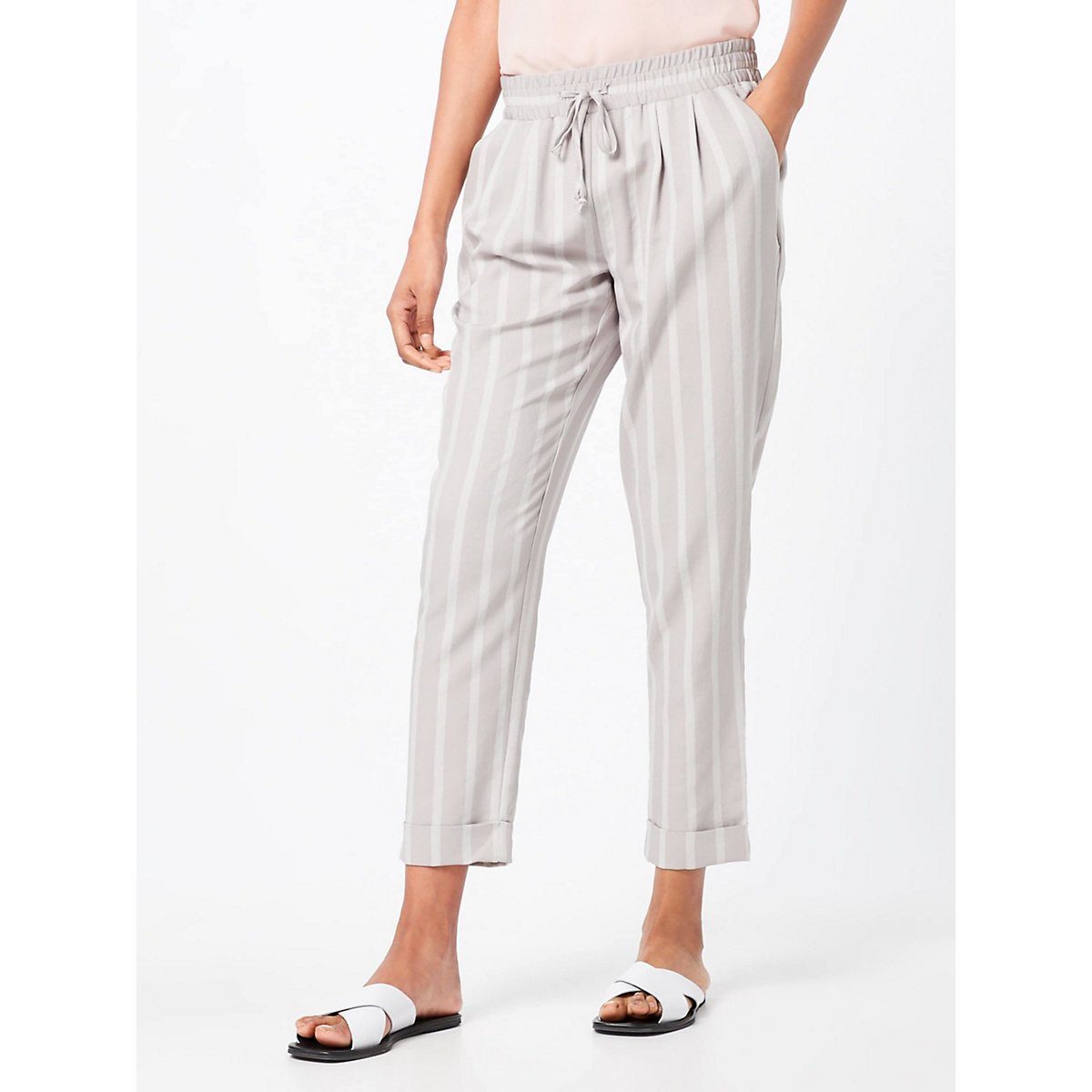 MORE&MORE Caprihose Trouser Stoffhose Streifen beige günstig online kaufen
