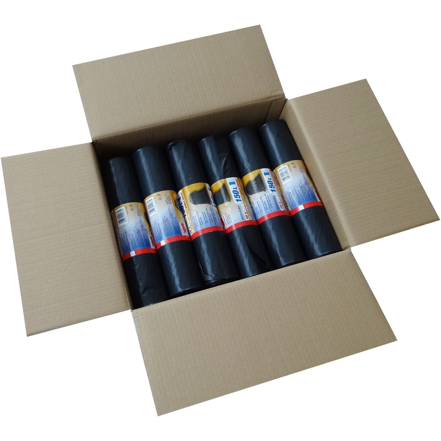 Hossi's Wholesale Müllbeutel 120 Abfallbeutel 150L Karton Rolle Müllsack Säcke Tüten Schwarz Garten