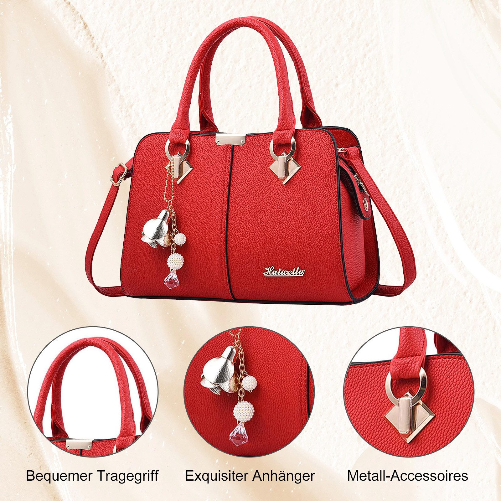 REDOM Henkeltasche Umhängetasche Handtasche Tragetasche Aktentasche Tasche Damen (Schultertasche Arbeitstasche Messenger-Tasche Top Griff mit Schultergurt, 1-tl – Bild 2 von 5