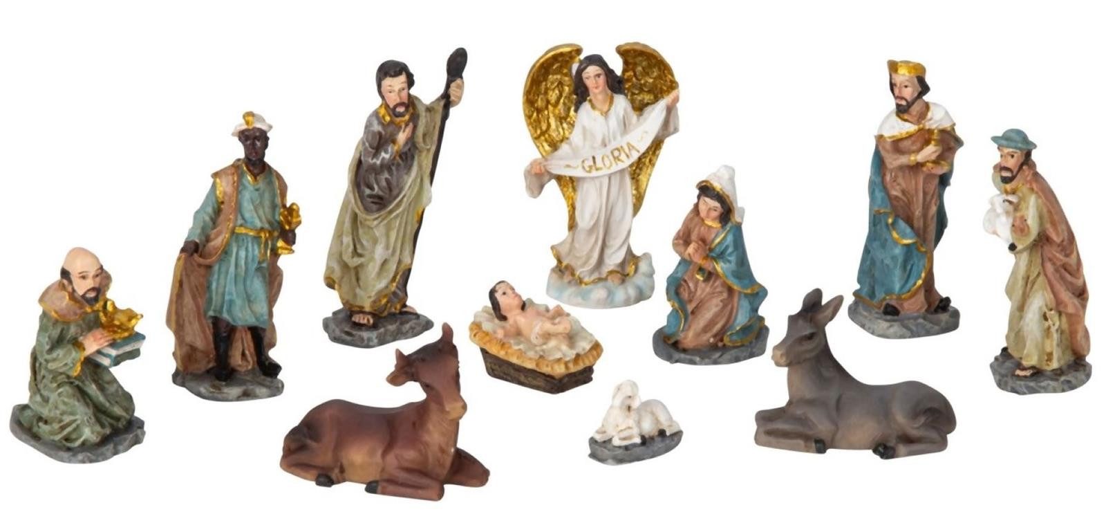Geschenkestadl Krippenfigur Krippenfiguren Set 11-teilig für klassische Weihnachtskrippe (Set, 11 tlg), Dekoration für eine weihnachtliche Krippenlandschaft