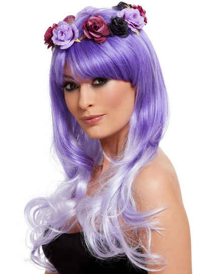 Smiffys Kostüm-Perücke Märchenfee lila, Lila Haare für Blumenfeen oder Catrinas