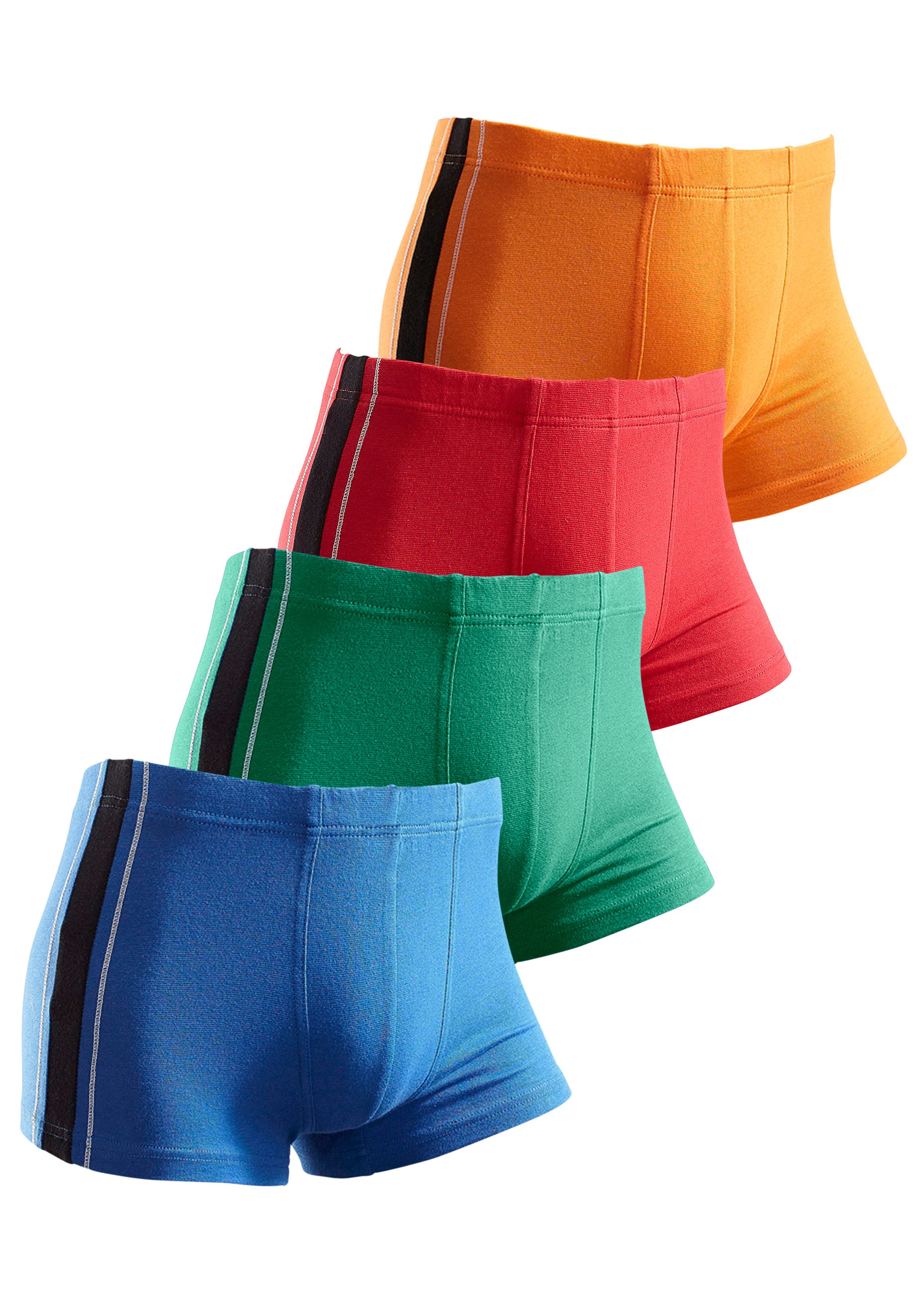 AUTHENTIC UNDERWEAR Boxer Boxershorts für Herren (Packung, 4-St) mit kontrastfarbigen Streifen seitlich