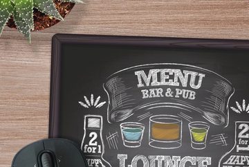 MuchoWow Gaming Mauspad Illustration einer Kreidetafel in der Bar (1-St), Mousepad mit Rutschfester Unterseite, Gaming, 40x40 cm, XXL, Großes