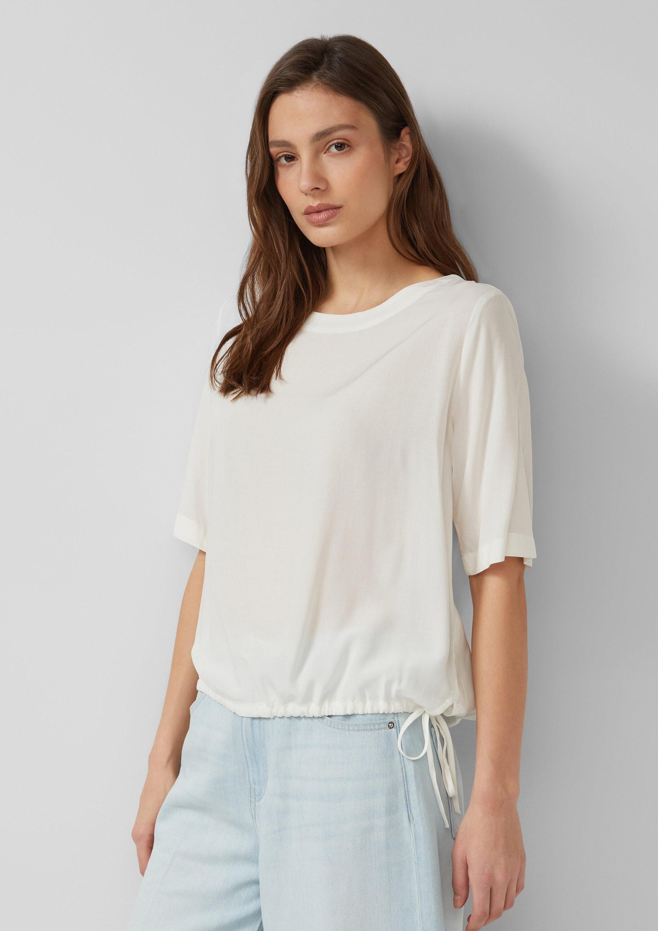 s.Oliver Kurzarmbluse Bluse Shirt-Bluse mit verstellbarem Saum
