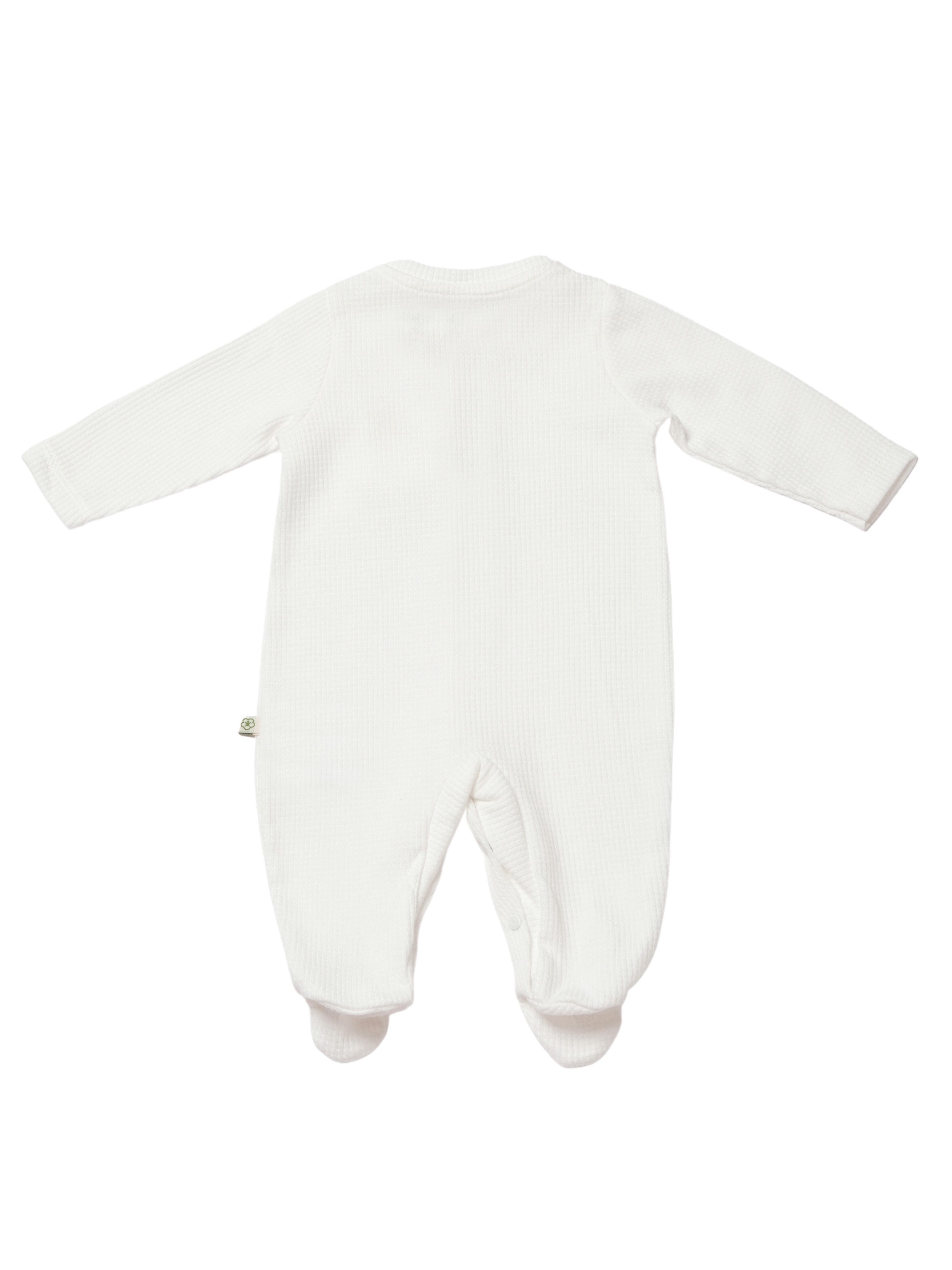 biorganic Strampler Baby Waffle Smile mit Fuß für Jungen und Mädchen Unisex Langarm (1-tlg) geknöpft, 100% Bio-Baumwolle, Waffelstruktur
