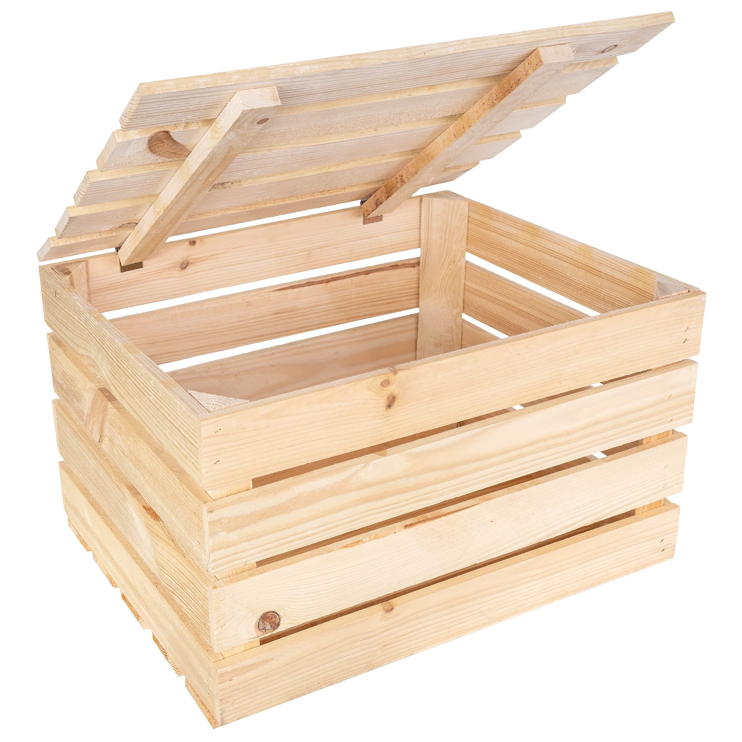 Creative Deco Aufbewahrungsbox Holztruhe Holzkiste mit Deckel Spielzeugkiste Holzbox