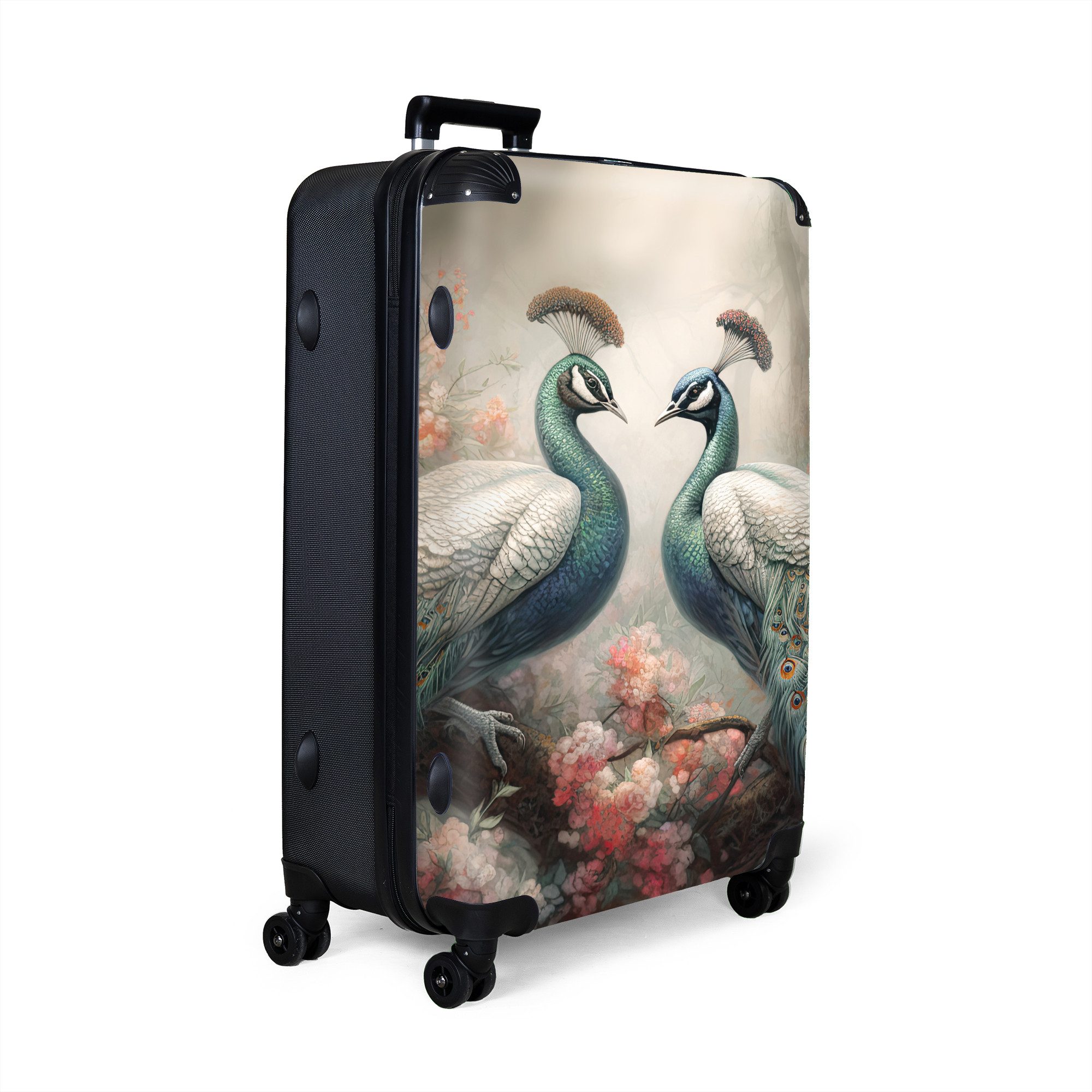 NoBoringSuitcases.com© Hartschalen-Trolley Pfaue - Pfauenfedern - günstig online kaufen