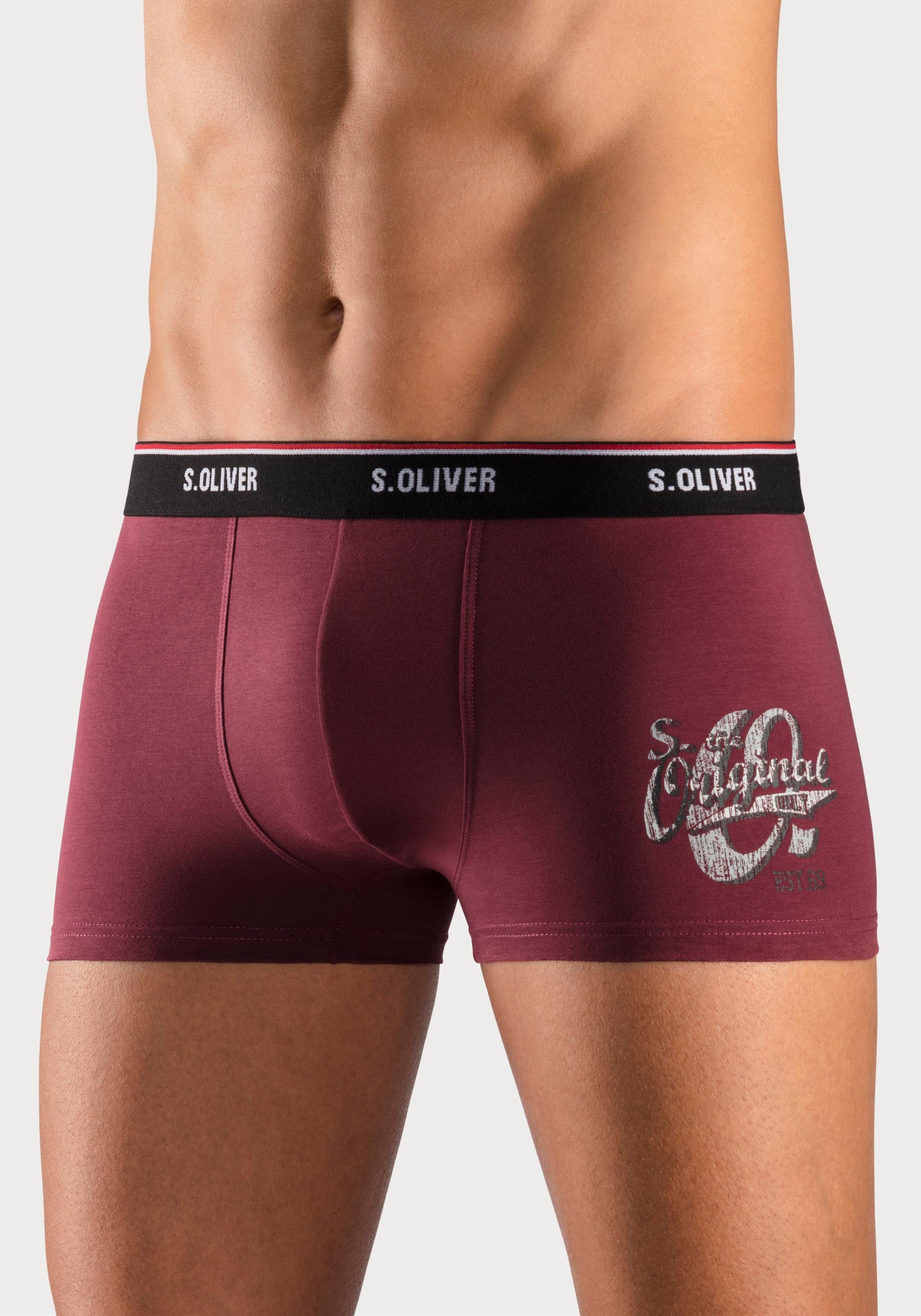 s.Oliver Boxer Boxershorts für Herren (Packung, 3-St) mit Print auf dem Bein