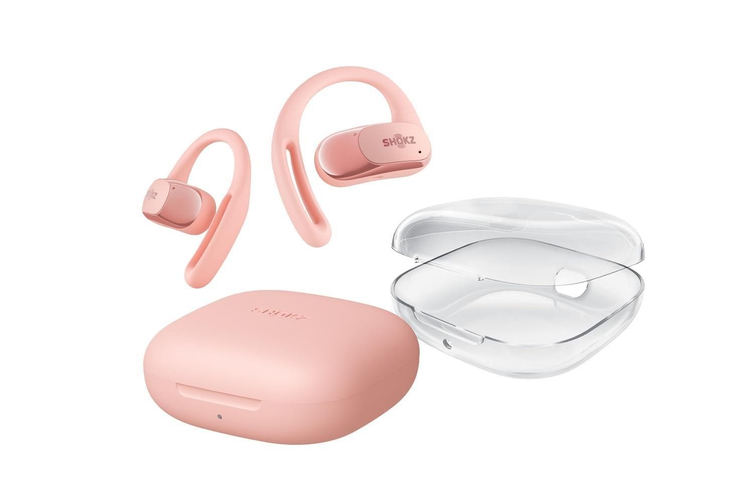 Shokz Shokz OpenFit Air Pink + Schutzhülle Bluetooth-Kopfhörer (Active Noise Cancelling (ANC), Mit Schutzhülle)