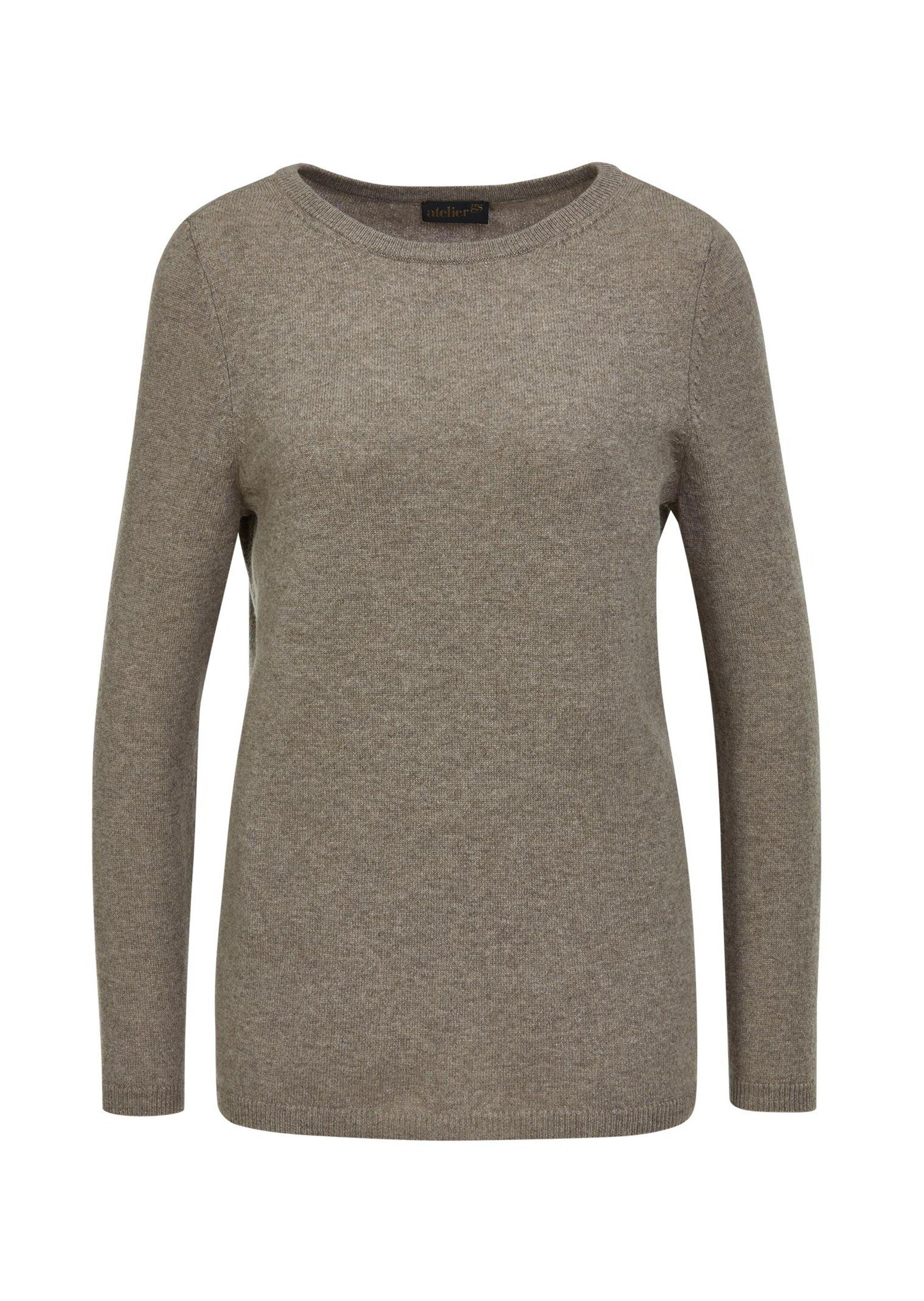 Strickpullover Kurzgröße: Feinstrickshirt mit U-Boot-Ausschnitt
