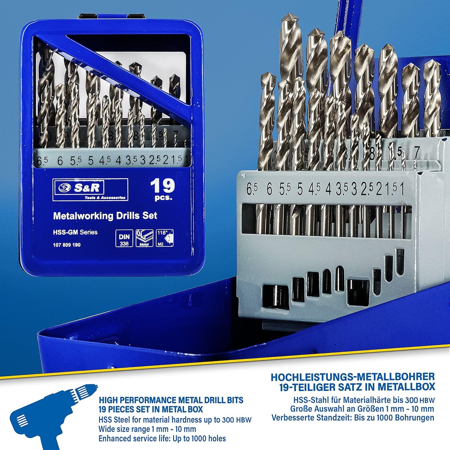 S&R Metallbohrer Industrie-Qualität, extra hohe Standzeit,118° Spitzenwinke günstig online kaufen