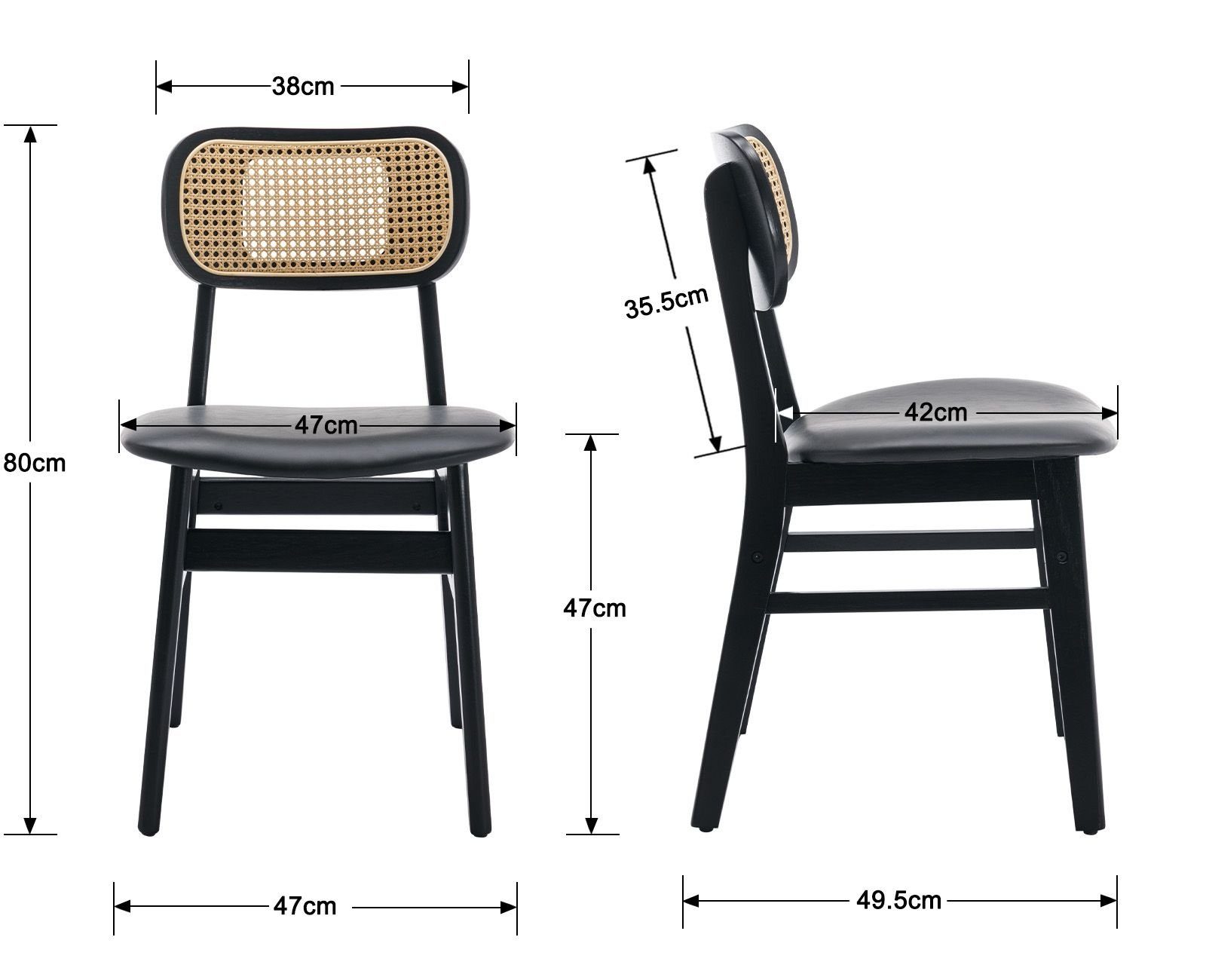 WAHSON OFFICE CHAIRS Esszimmerstuhl Rattansessel 2/4er Set, Küchenstuhl günstig online kaufen