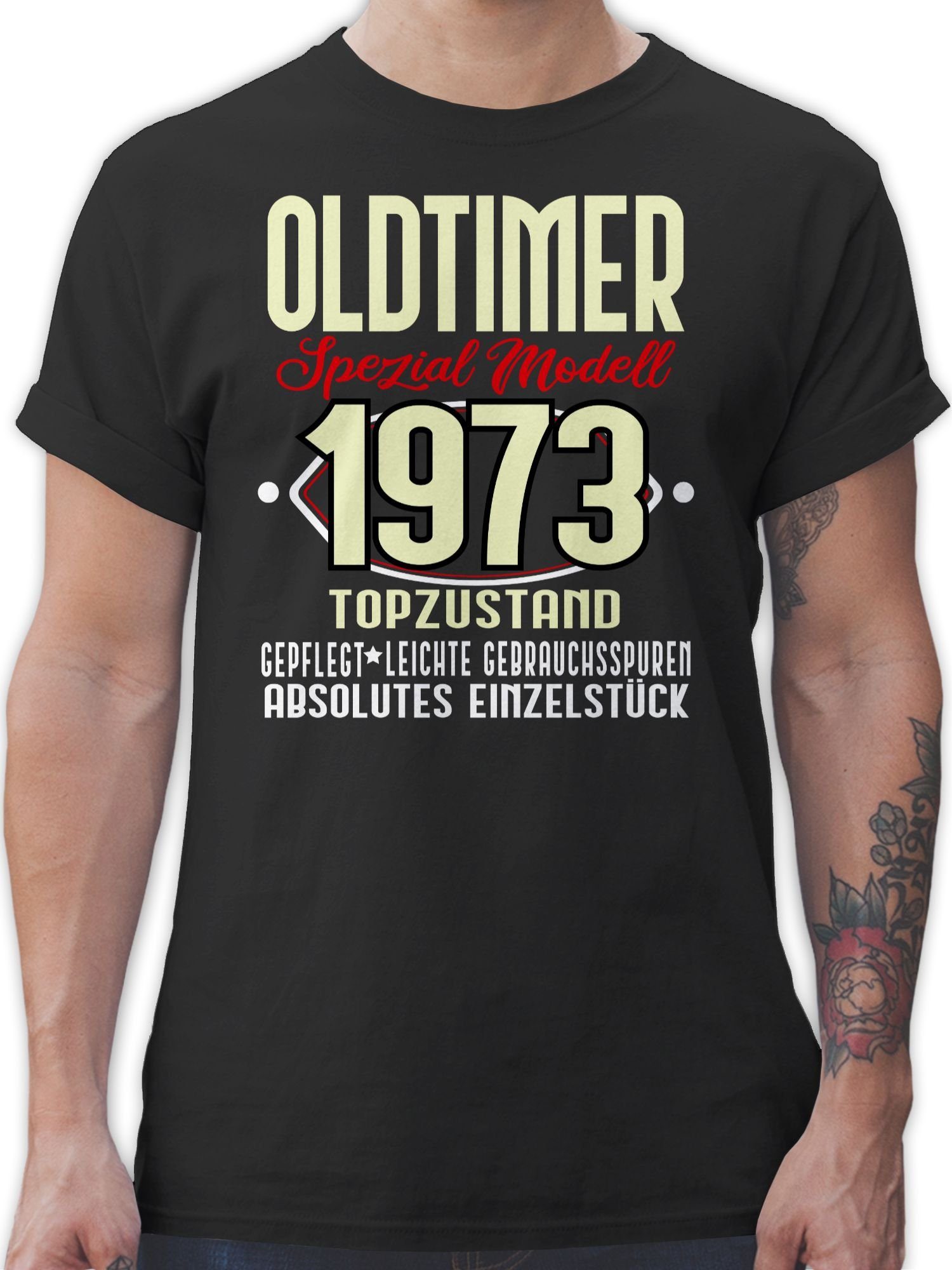 50. T-Shirt Shirtracer 1973 Geburtstag Modell Fünfzigster Oldtimer Spezial 01 Schwarz