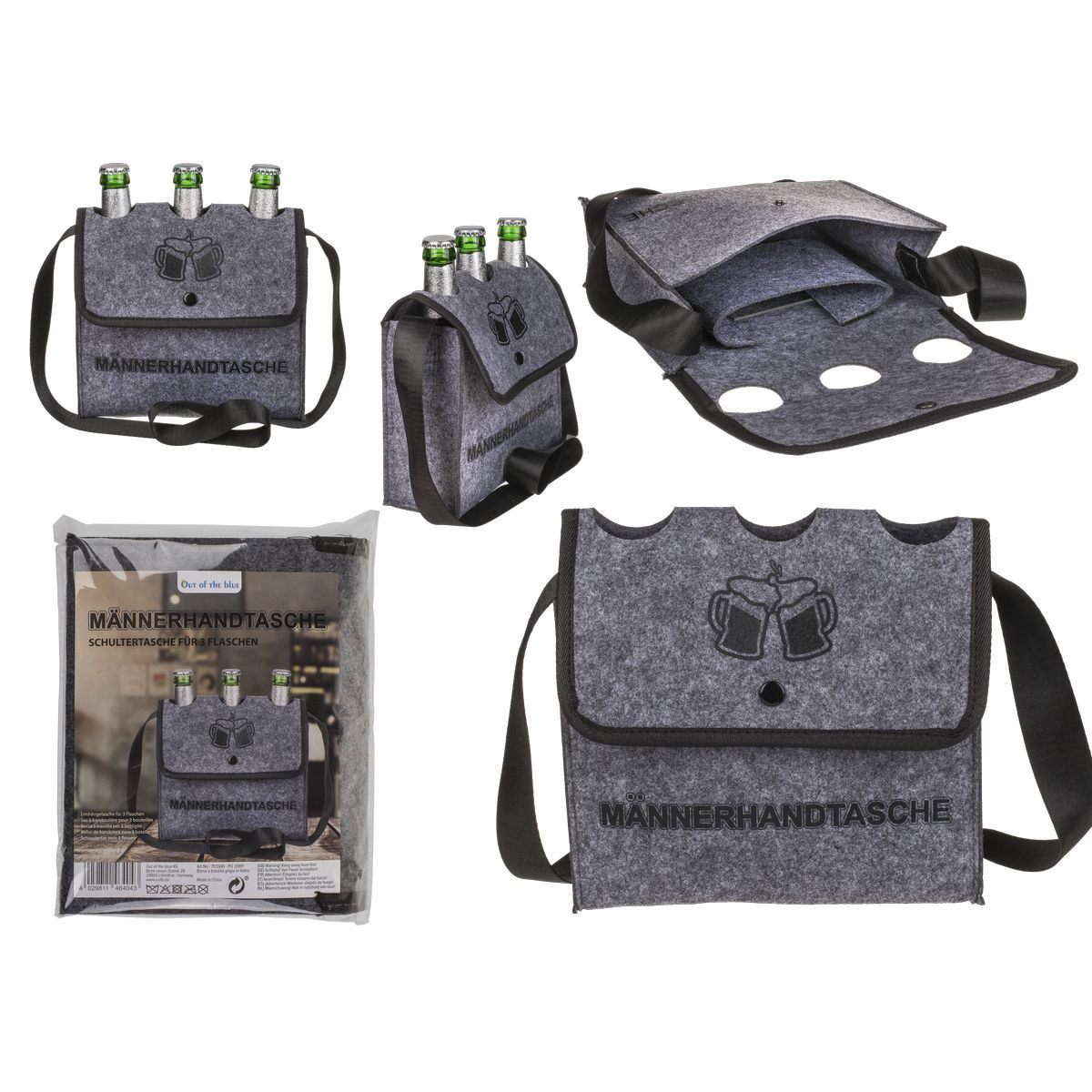 Out of the Blue Handtasche Männerhandtasche für 3 Flaschen grau günstig online kaufen