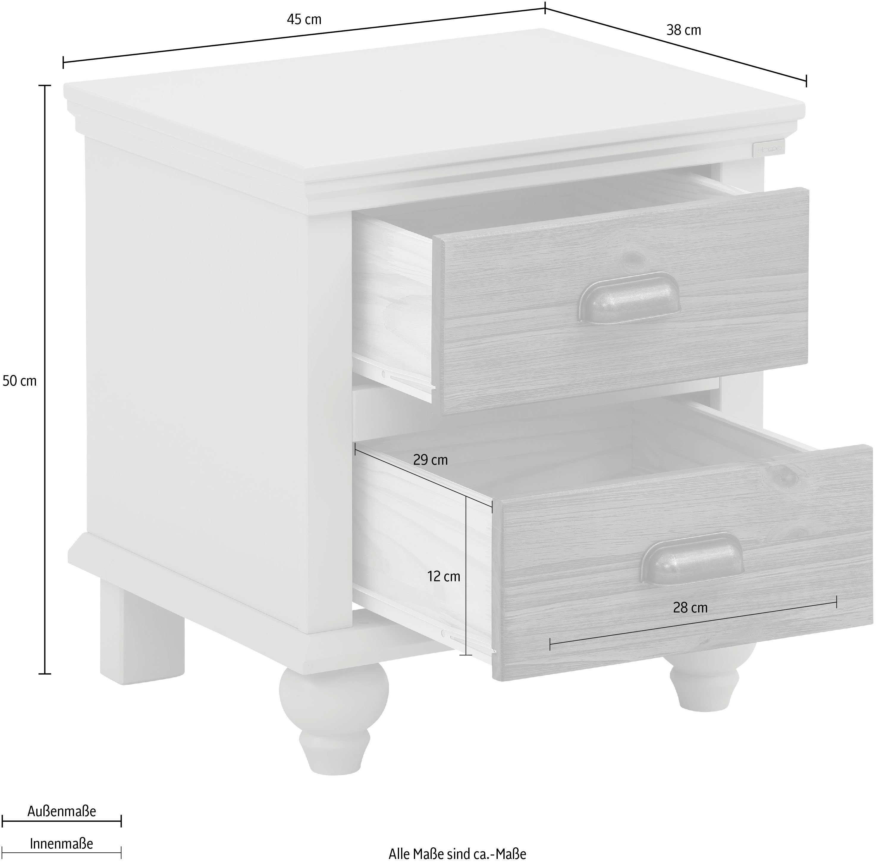 50 aus cm, Holz, Borey, Metall, Schubkästen Nachtkonsole 2 Home weiß/braun cm Breite 45 aus Höhe Griffe affaire