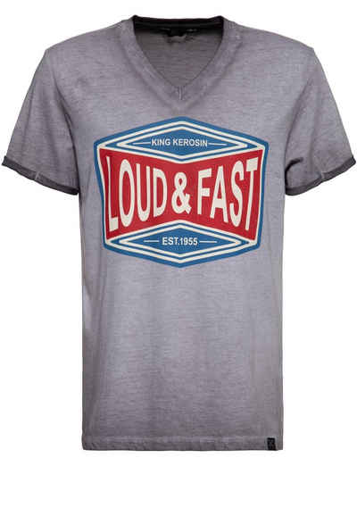 KingKerosin T-Shirt »Loud & Fast« mit V-Ausschnitt