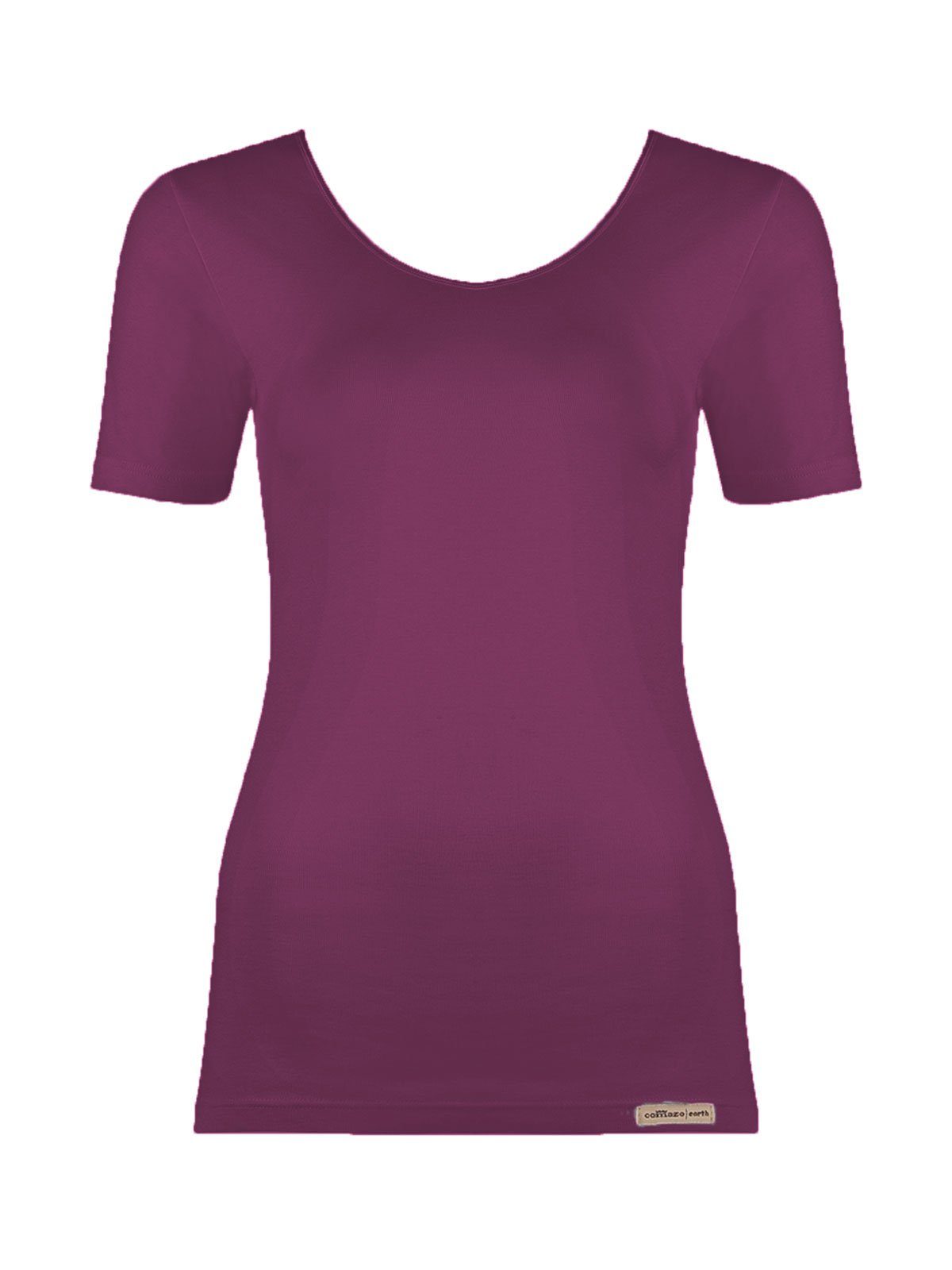 Unterhemd (Stück, Baumwoll brombeer 1-St) Unterhemd Damen Arm 1/4 Shirt COMAZO Vegan