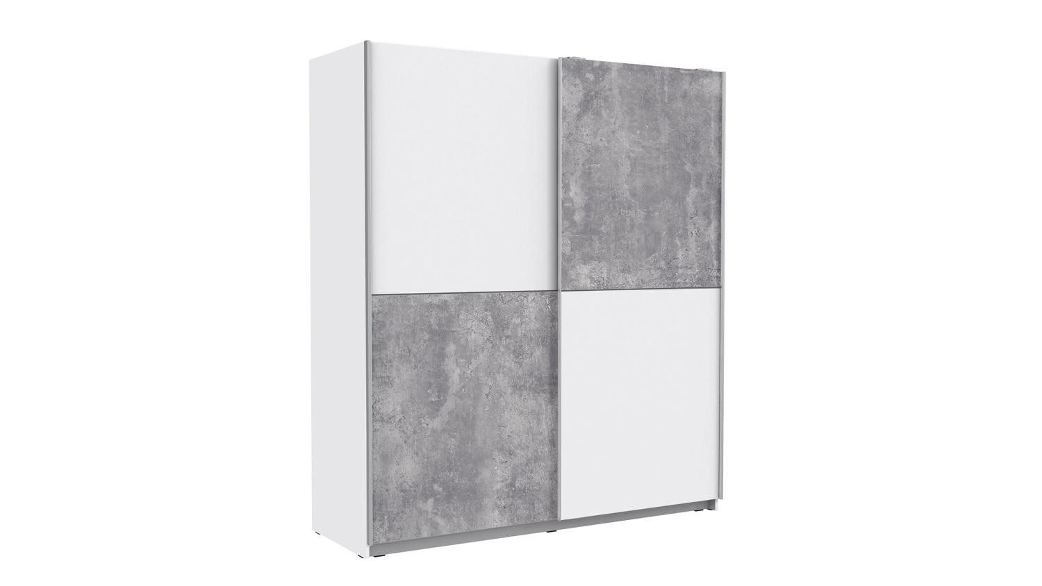 FORTE Schwebetürenschrank Schwebetürenschrank Winner in weiß und Beton 170 cm