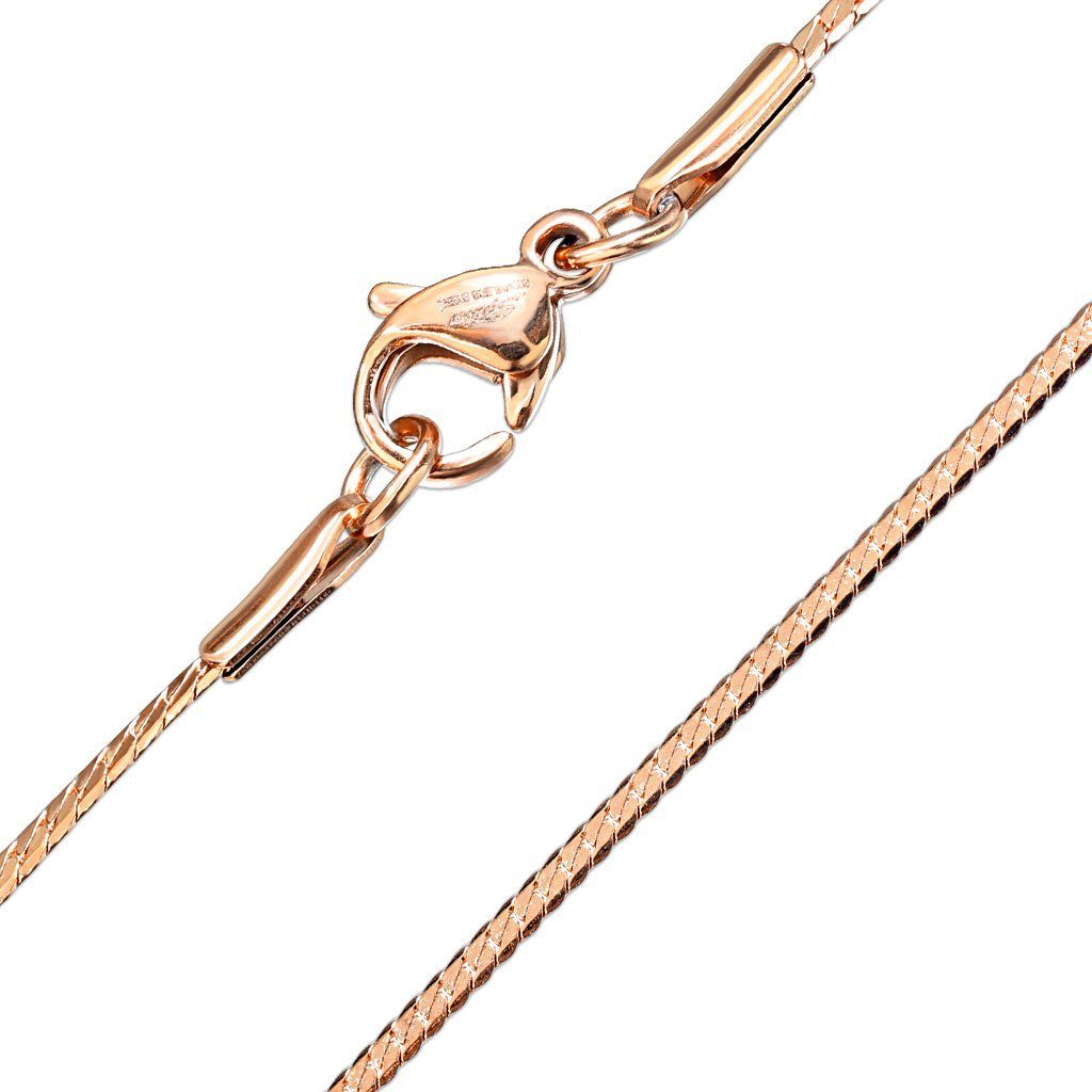 BUNGSA Ketten-Set Kette flache Schlangenglieder Rosegold aus Edelstahl Unisex (1-tlg), Halskette Necklace