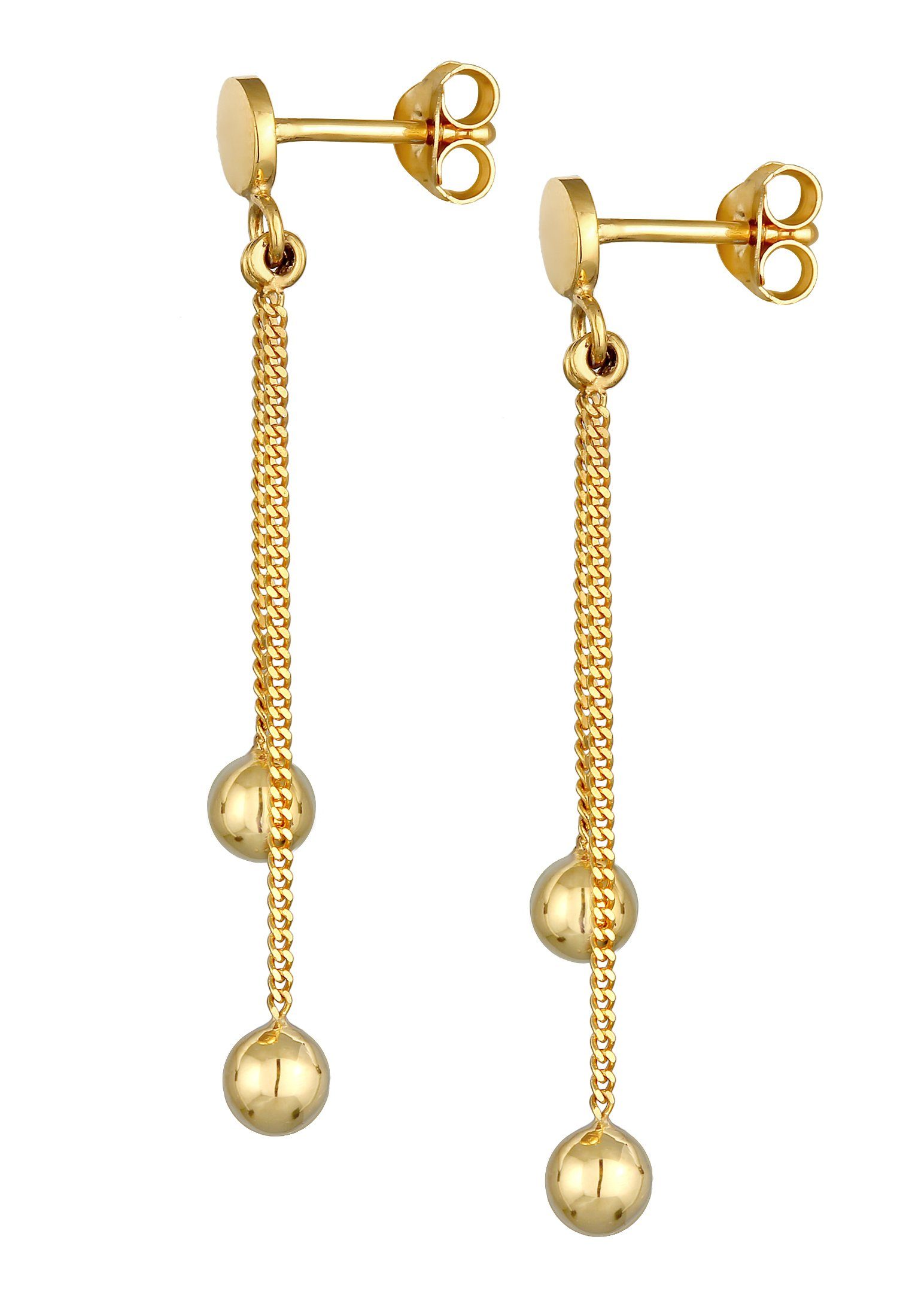 Elli Paar Ohrhänger Plättchen Kugel Gold Style Silber 925 Stecker Geo Kette