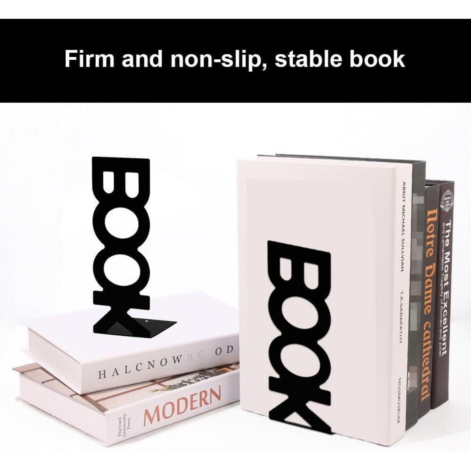 LuxusKollektion Buchstütze Buchstützen Metall Bookends Bücherstütze Schwarz 4 Stück