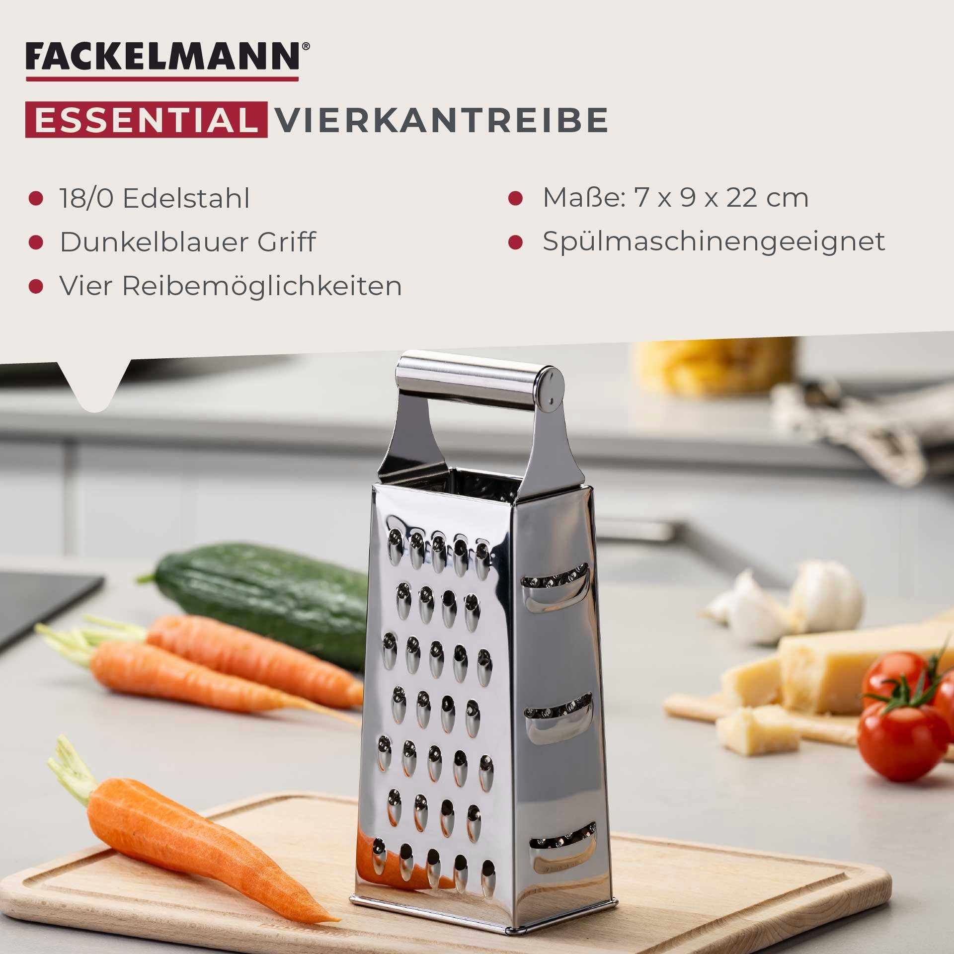 FACKELMANN Küchenreibe multifunktional, Vierkantreibe, Universalreibe, Gemüsereibe