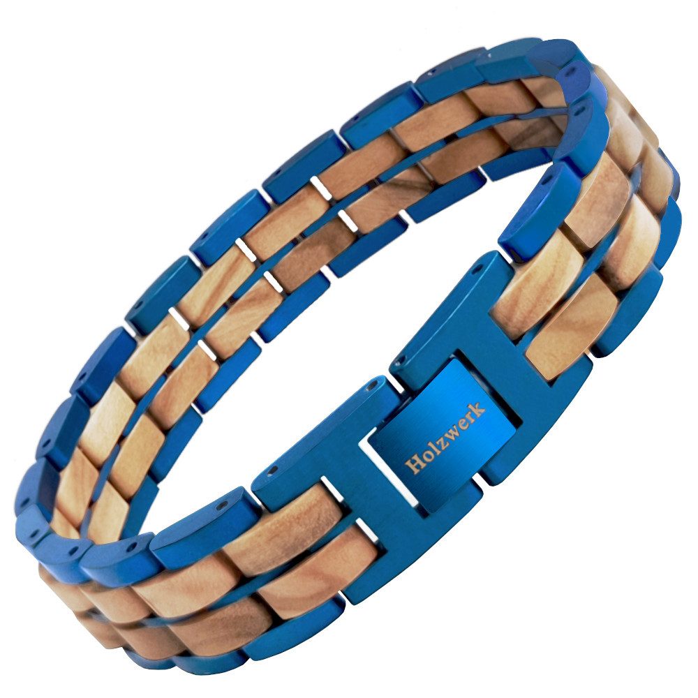 Holzwerk Edelstahlarmband Designer Holz Armband, Armkette Gliederarmband, Holz Unikate inkl. Armbandkürzer, ideal als Geschenk