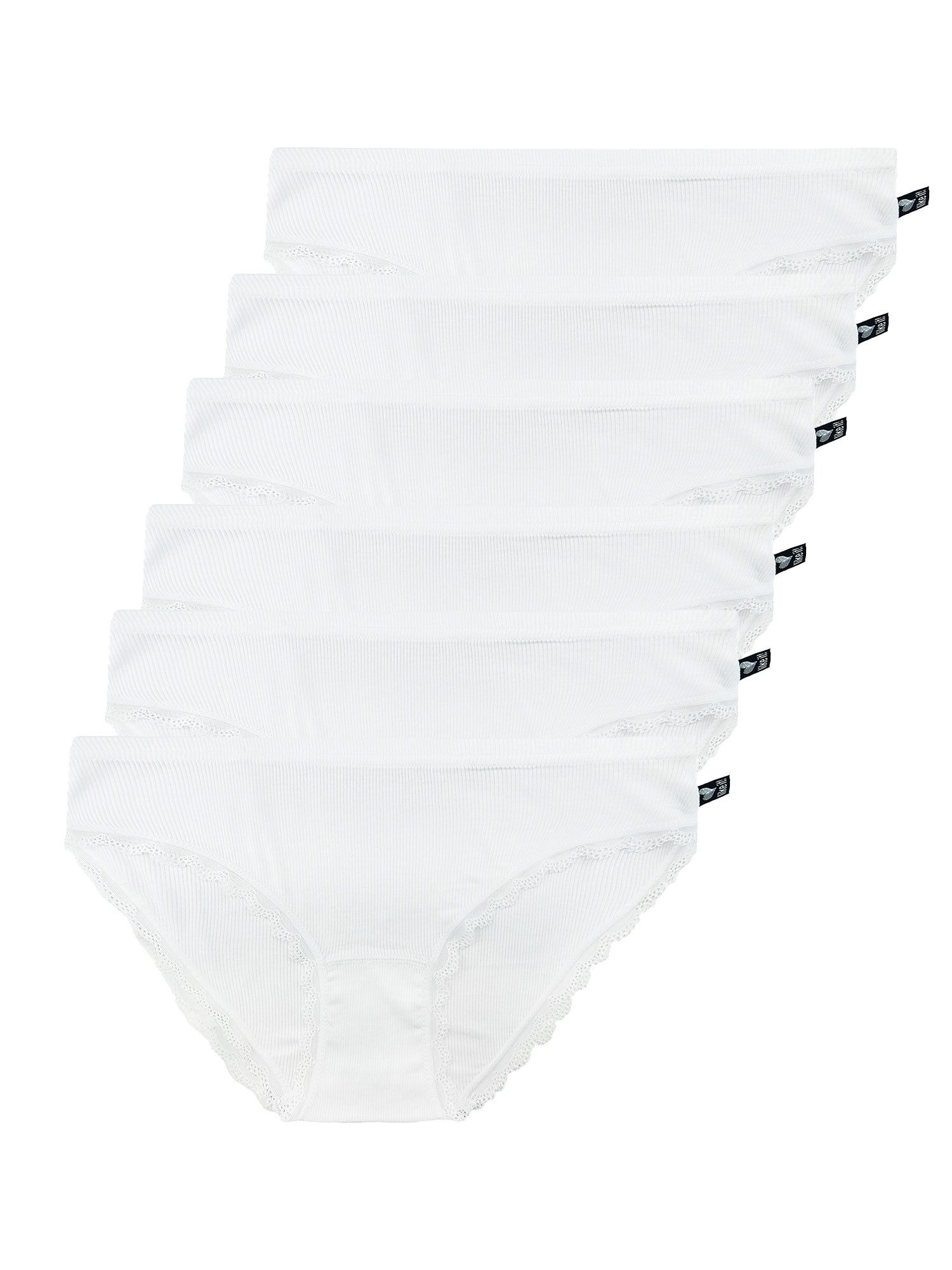 like it! Bikinislip 6er Pack Minislip Jessy (Packung, 6-St) Modal, feine Rippenstruktur, Spitze, tief geschnitten