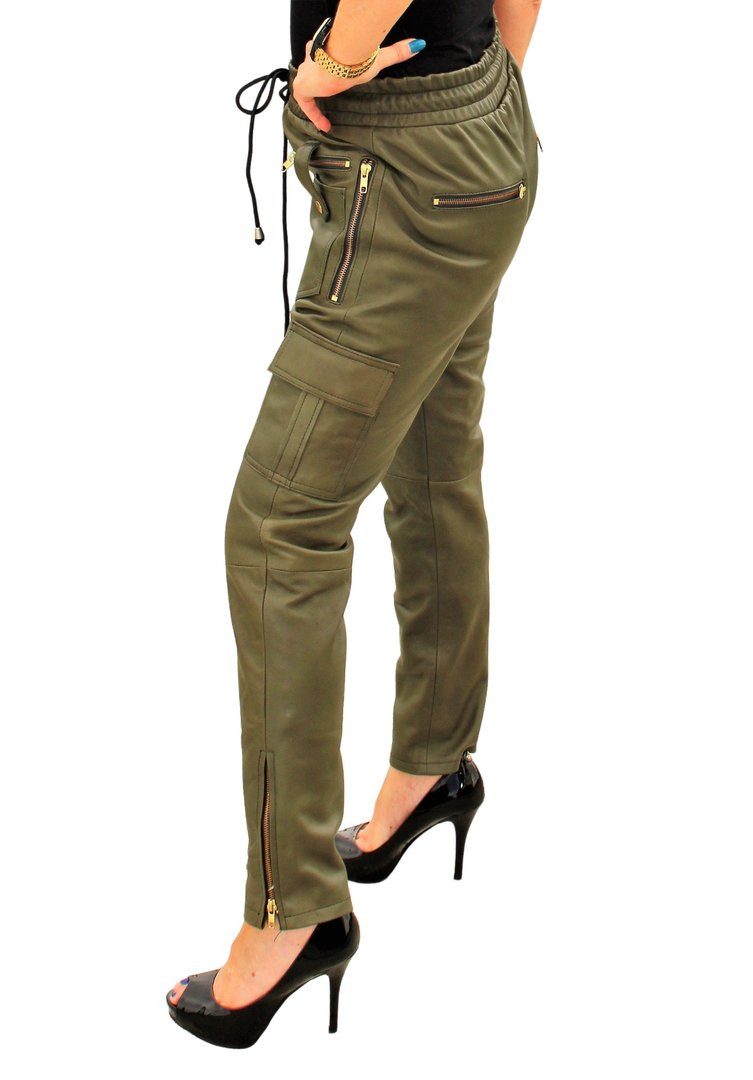 Lederhose Cargo Damen olive