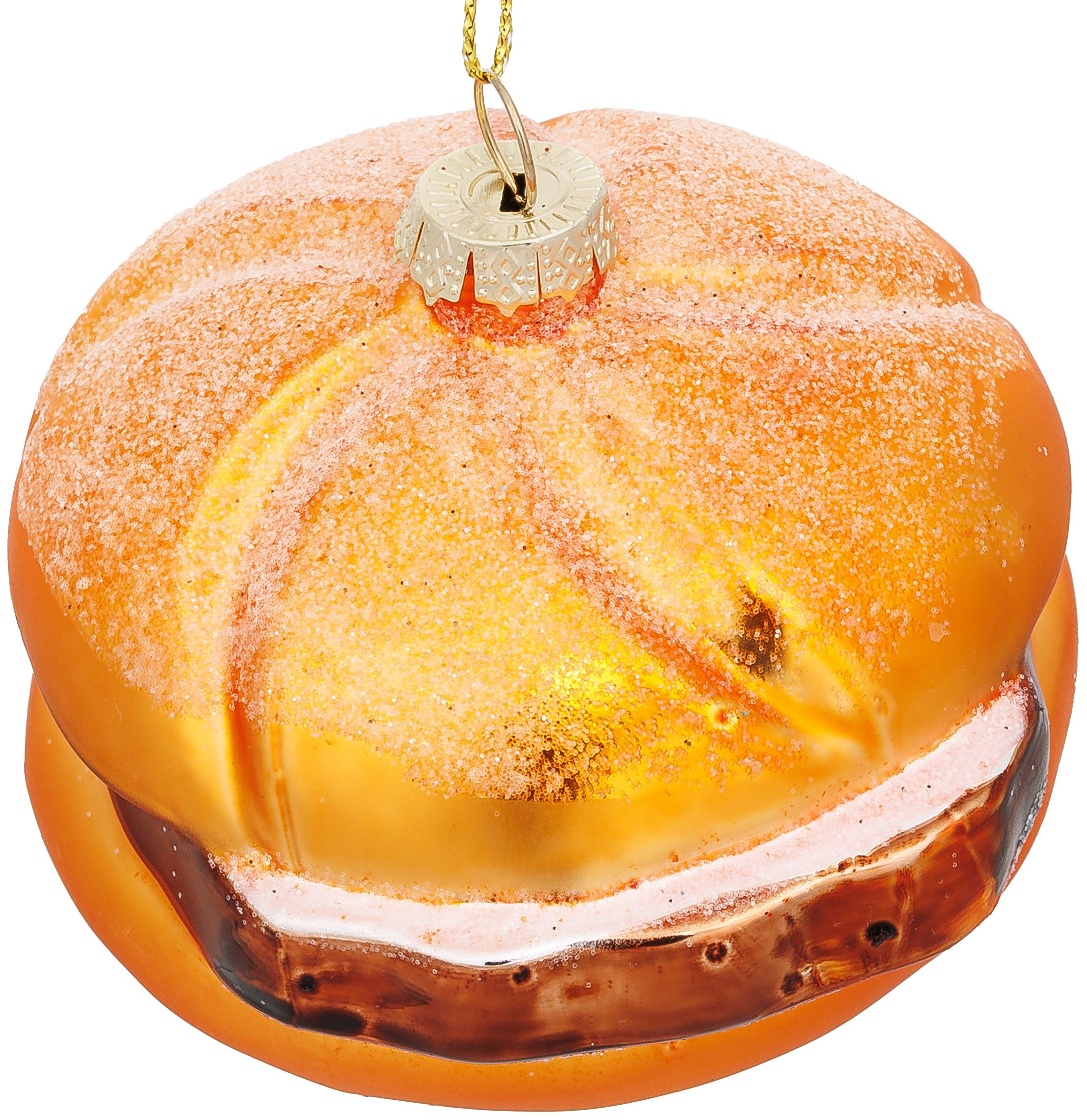 SIKORA Weihnachtsbaumkugel Leberkäs Brötchen besondere Weihnachtskugel Glas Anhänger – BS013, Christbaumschmuck Deko - traditionell, witzig & außergewöhnlich