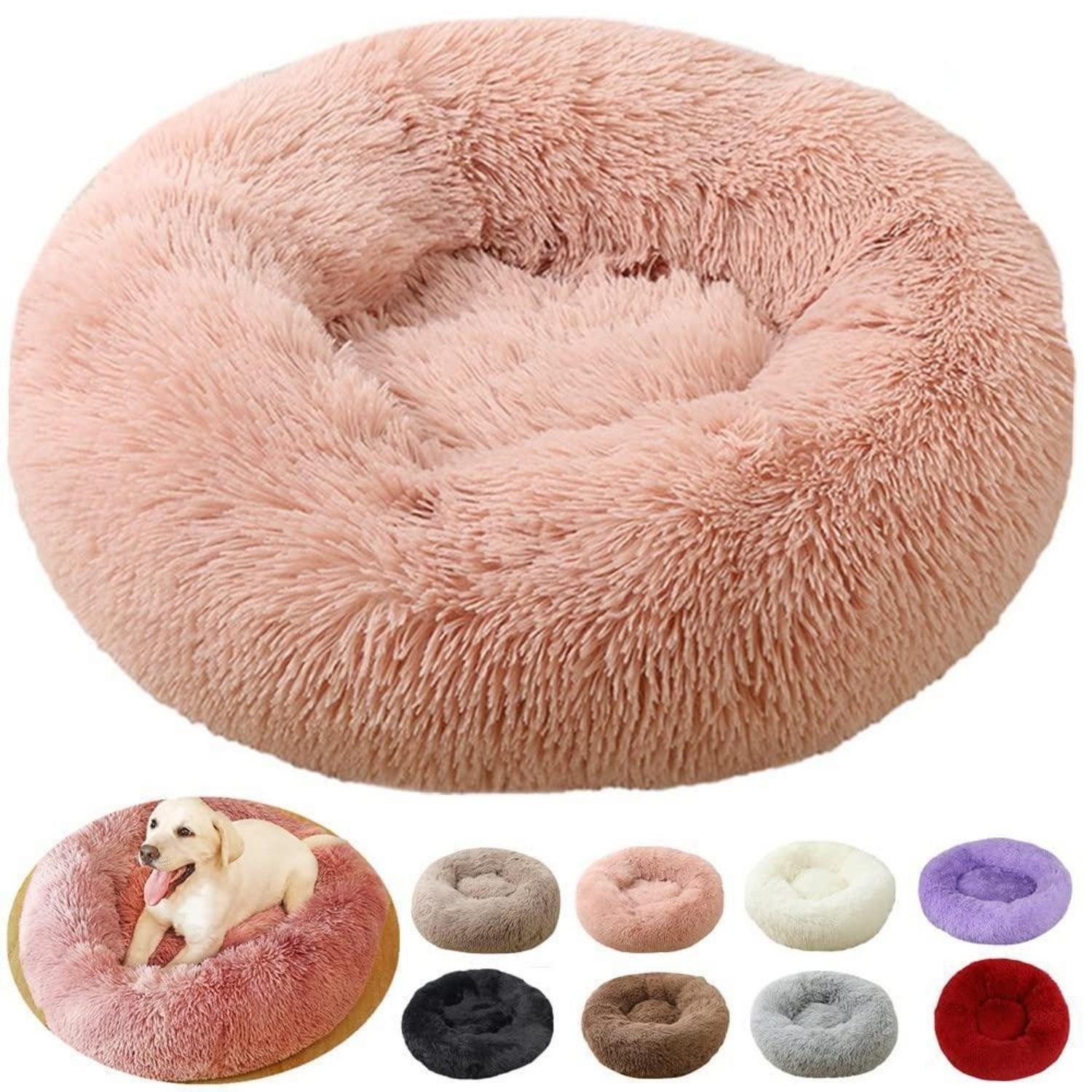 LuxusKollektion Tierkissen Hundebett Rund Leder Rosa 60cm