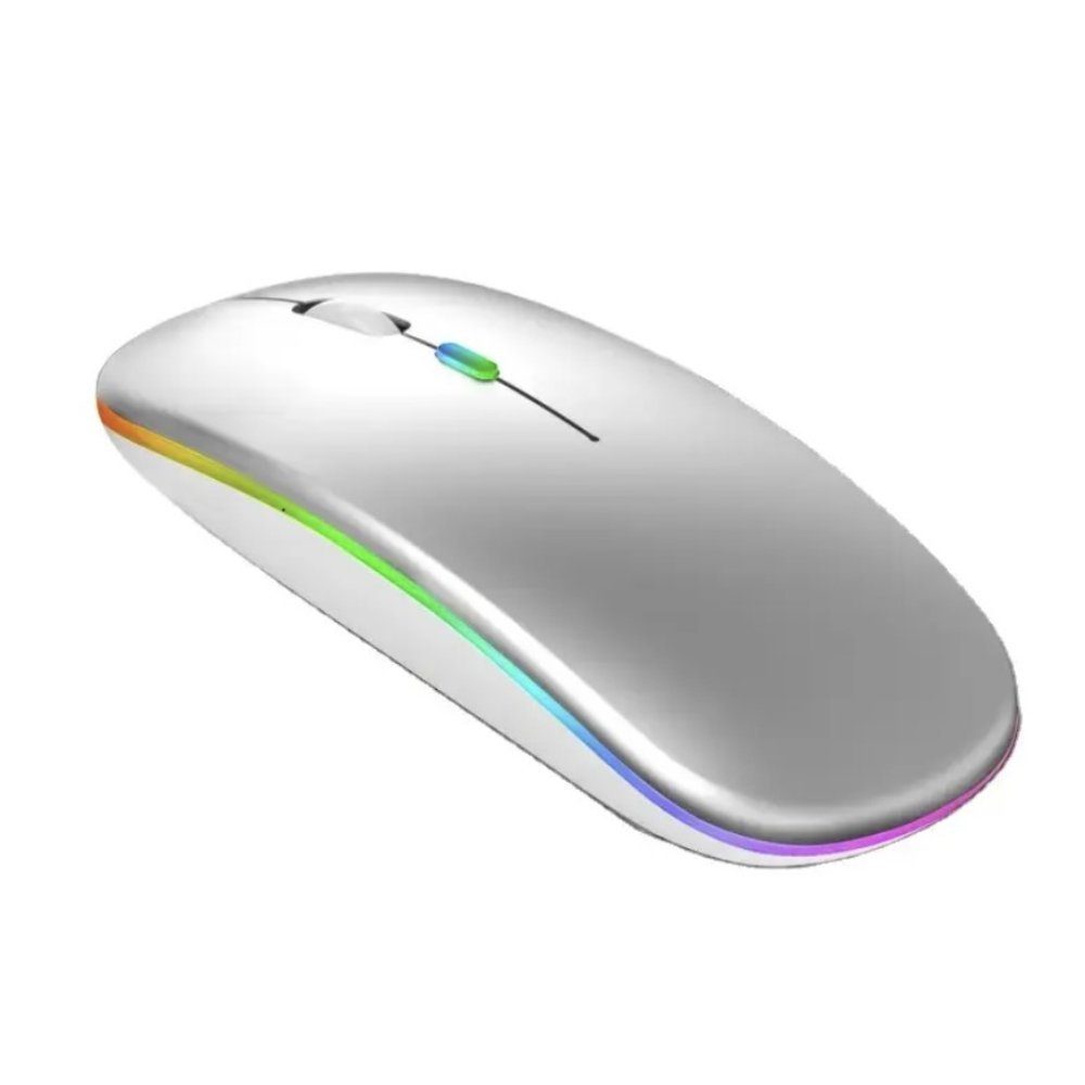 AURUM Drahtlose Bluetooth Wireless Maus mit Farbwechsel PC Computer Laptop Maus Silber