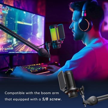 TONOR Streaming-Mikrofon, Gaming Mikrofon USB PC, PS4/5 RGB Stummschaltung, Verstärkungsregelung