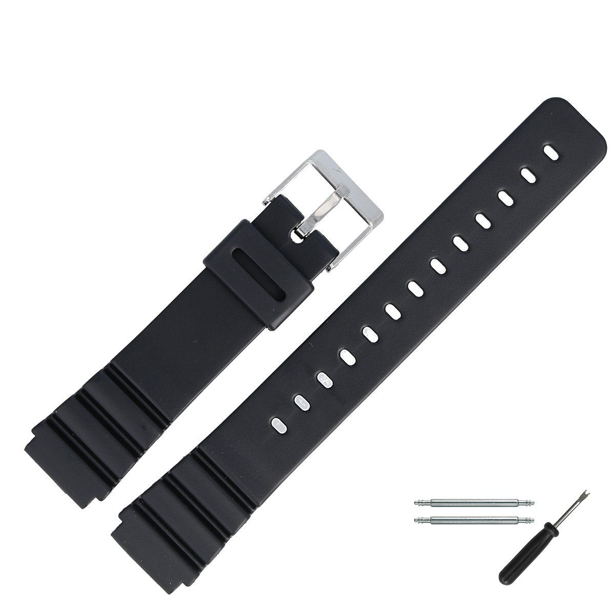 MARBURGER Uhrenarmband 20mm Kunststoff PVC Schwarz günstig online kaufen