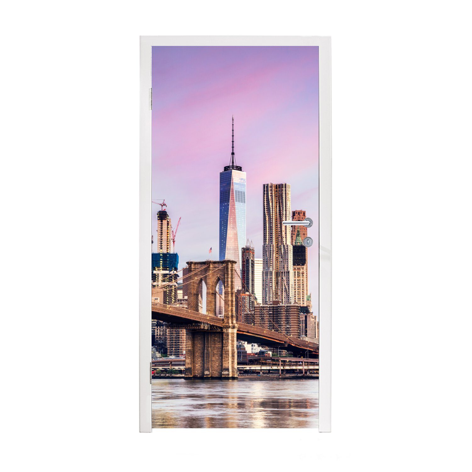 Brooklyn Skyline, 75x205 Türtapete Tür, New und MuchoWow Bridge Türaufkleber, cm (1 Yorker Fototapete für die St), Matt, bedruckt,