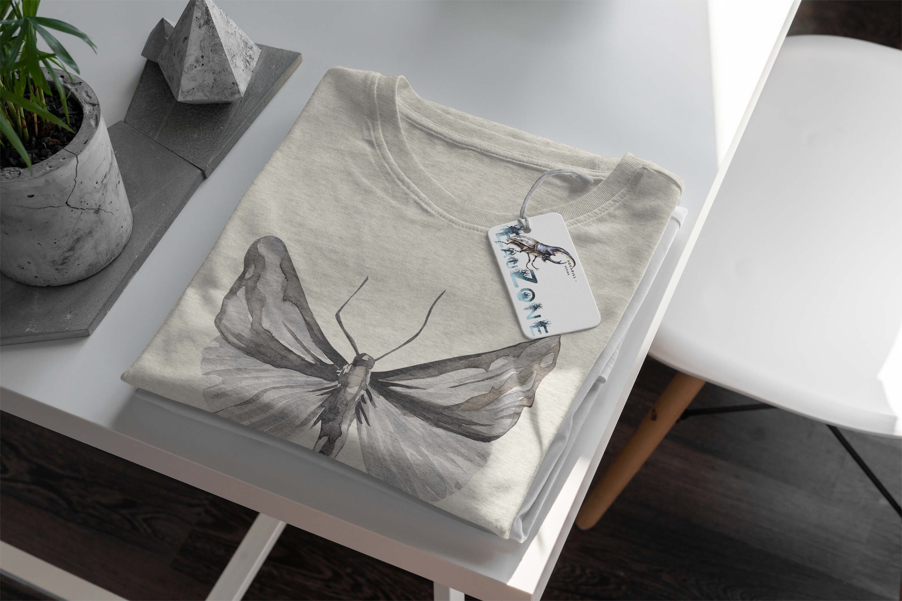 Sinus Art T-Shirt Nachhaltig Farbe T-Shirt Herren 100% Motte Bio-Baumwolle Shirt Aquarell (1-tlg) Motiv Ökomode Organic