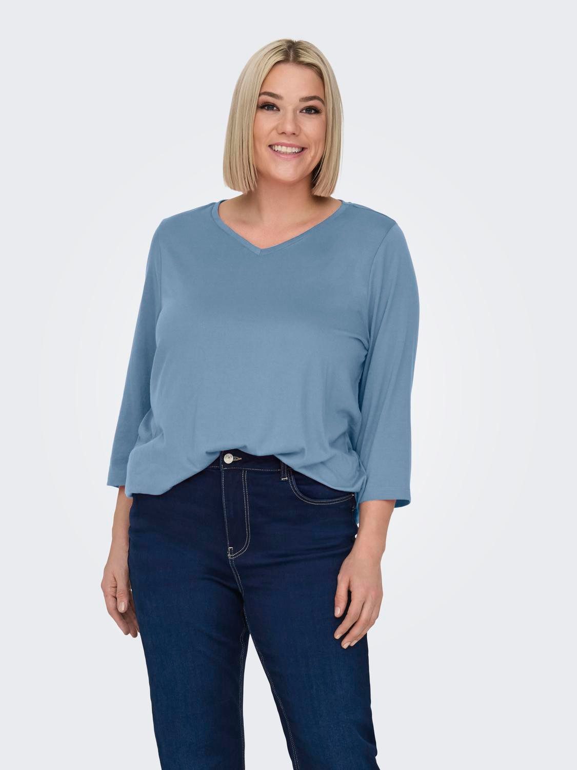ONLY CARMAKOMA 3/4-Arm-Shirt CARCARLINNE V-NECK 3/4 günstig online kaufen