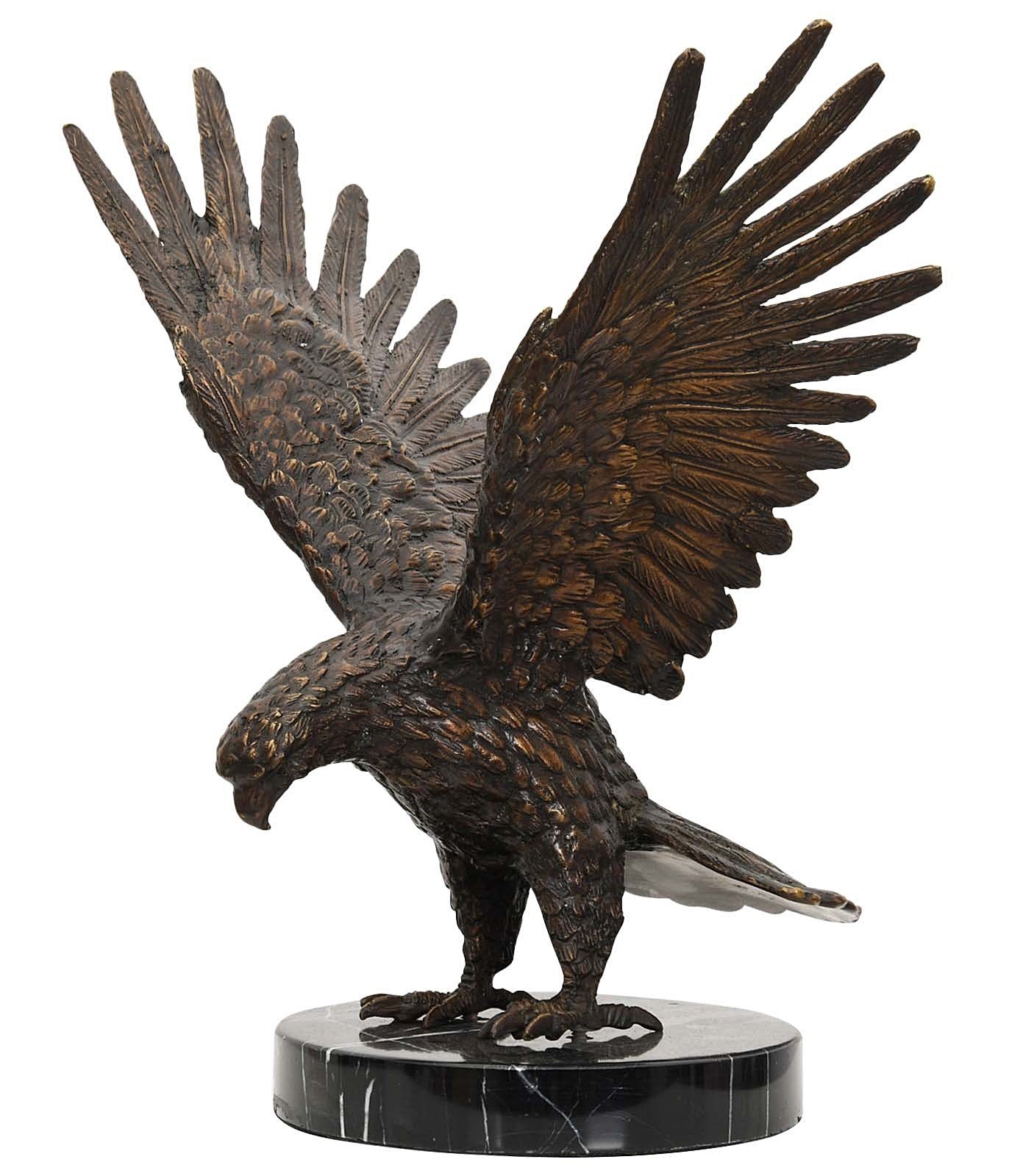 Aubaho Skulptur Bronze Skulptur Figur Adler eagle Bronzeskulptur 33cm Bronzefigur