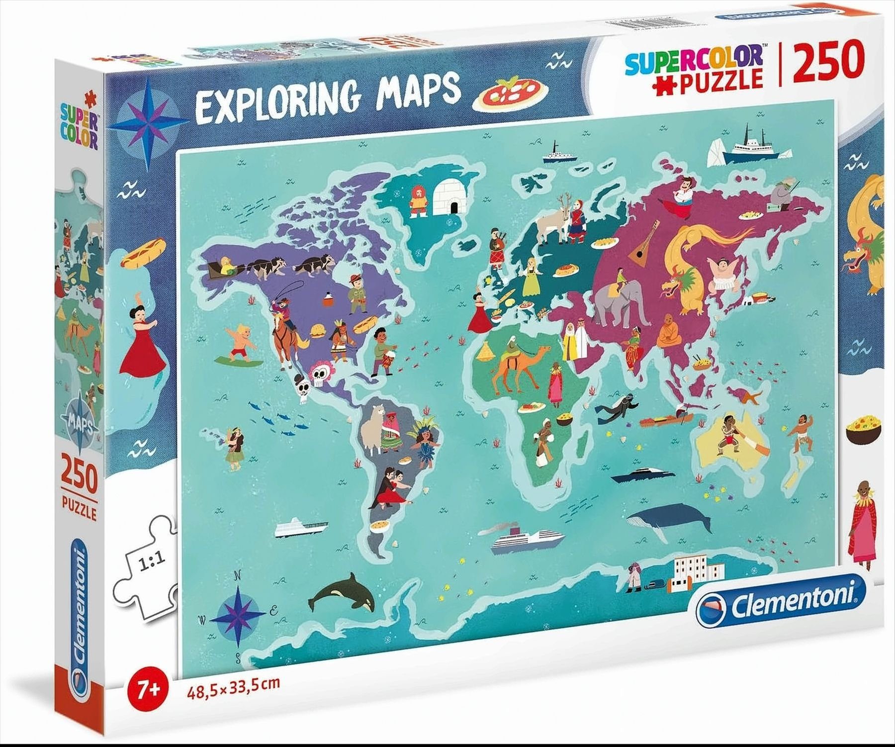 Clementoni® Puzzle Exploring Maps Traditionen und Bräuche, 250 Teile Puzzle, Puzzleteile