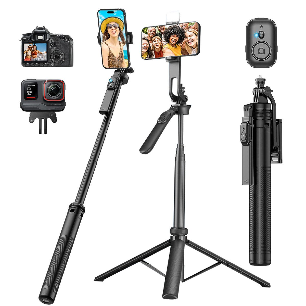 Handy-Stativ Selfiestick mit Fernbedienung 3 in 1 Selfie Stick Stativ Gimbal