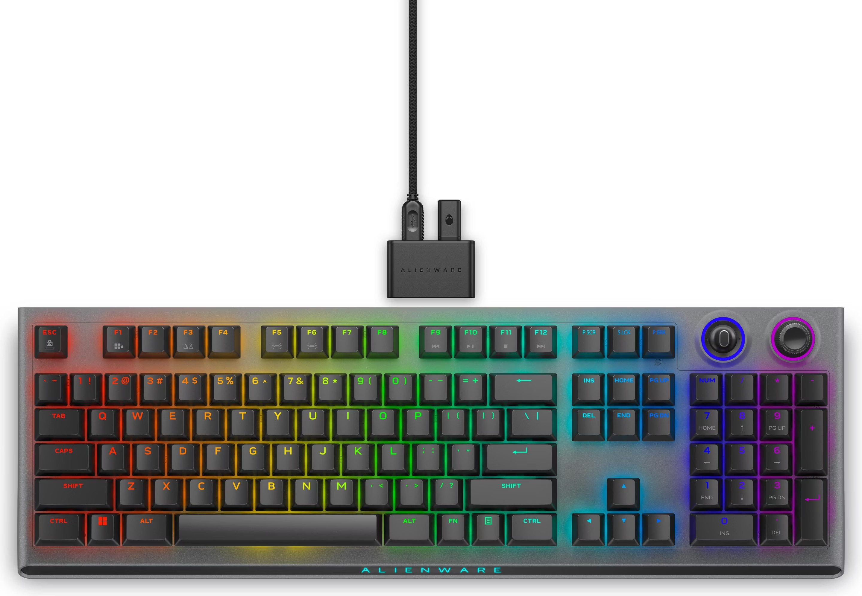 Dell Alienware AW920K Gaming-Tastatur (Cherry MX Red, Per-Key RGB, Tri-Mode, Prog. Regler, Magnet-Laden)