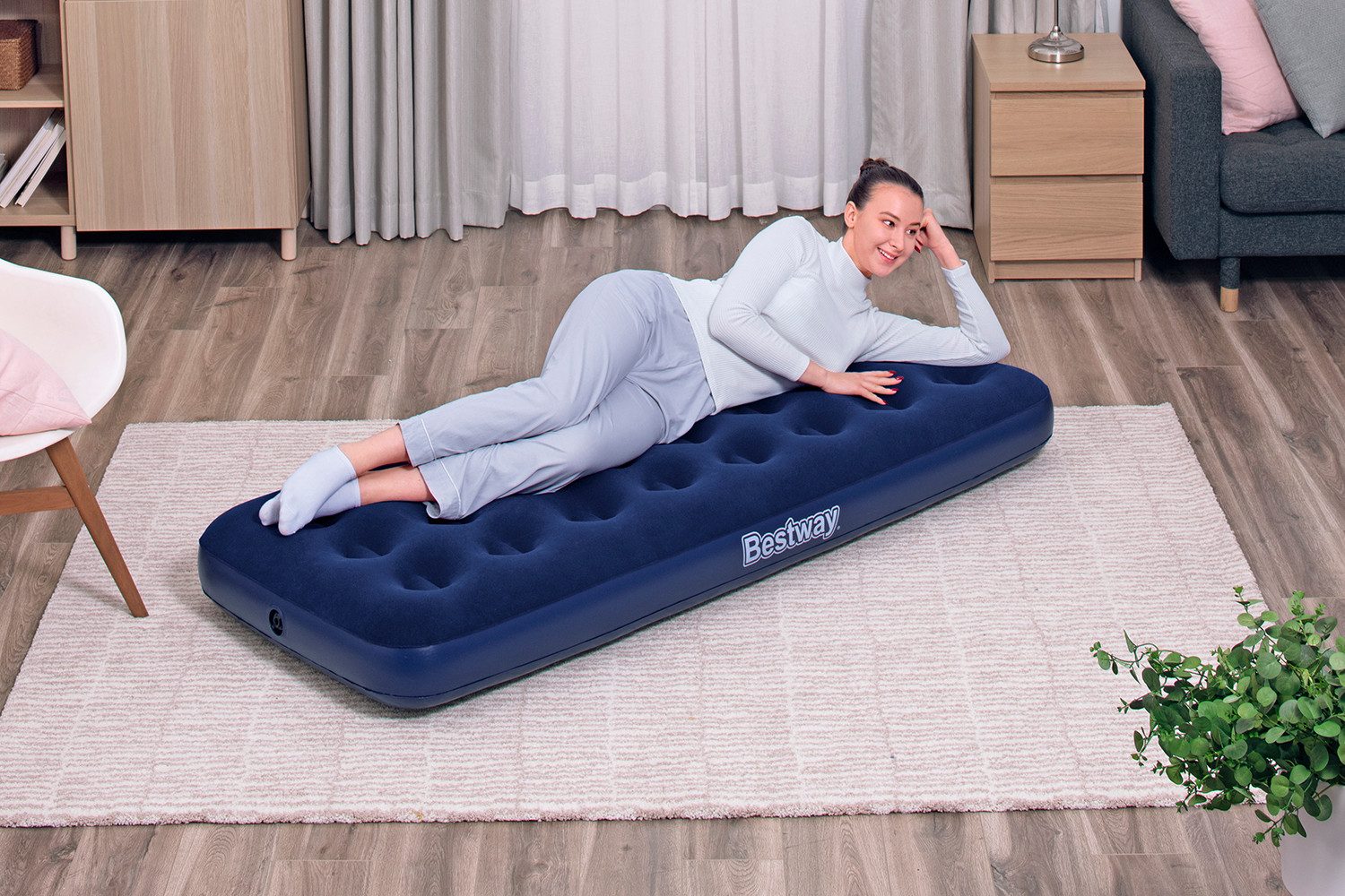 Bestway Luftbett 185 x 76 x 22 cm, (Packung, 1-tlg., Für 1 Person), Ideal für den Innen- und Außengebrauch