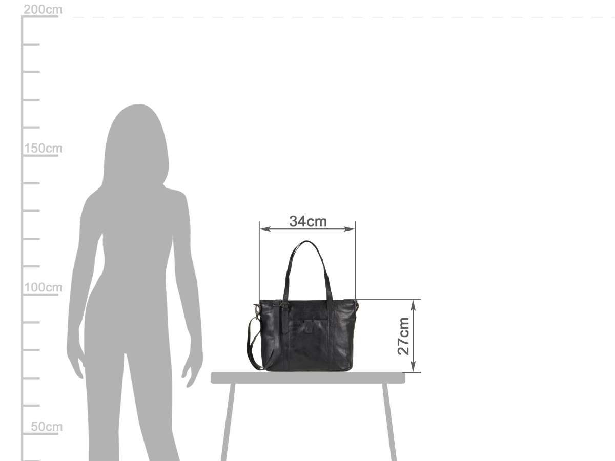 Handtasche, Bear Leder Schultertasche, schwarz Umhängetasche Design knautschiges Shopper, Diede,