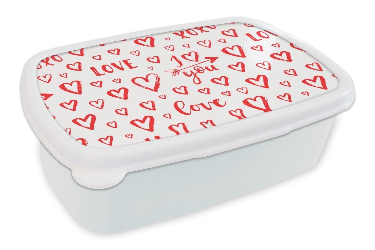 MuchoWow Lunchbox Liebe - Geschenk der Liebe, Kunststoff, (2-tlg), Brotbox für Kinder und Erwachsene, Brotdose, für Jungs und Mädchen weiß