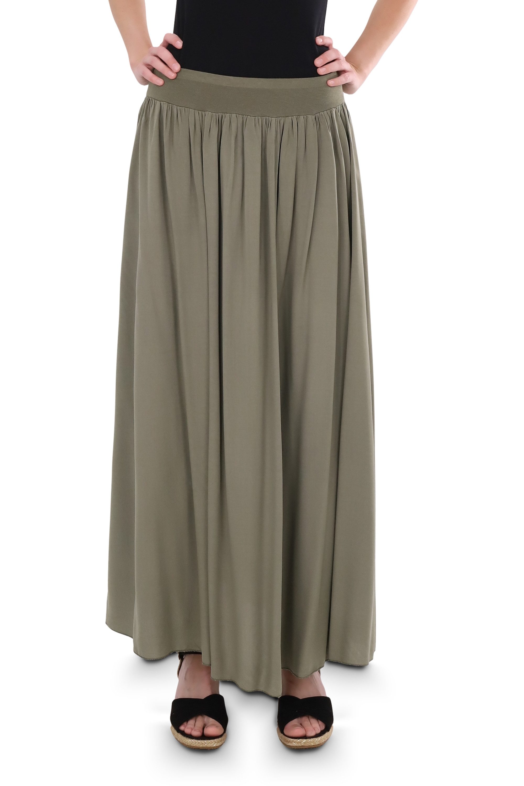 malito more than fashion Sommerrock malito Damen Maxi Rock, langer Rock blickdicht, Sommerrock mit Bund leichter eleganter Sommer Rock