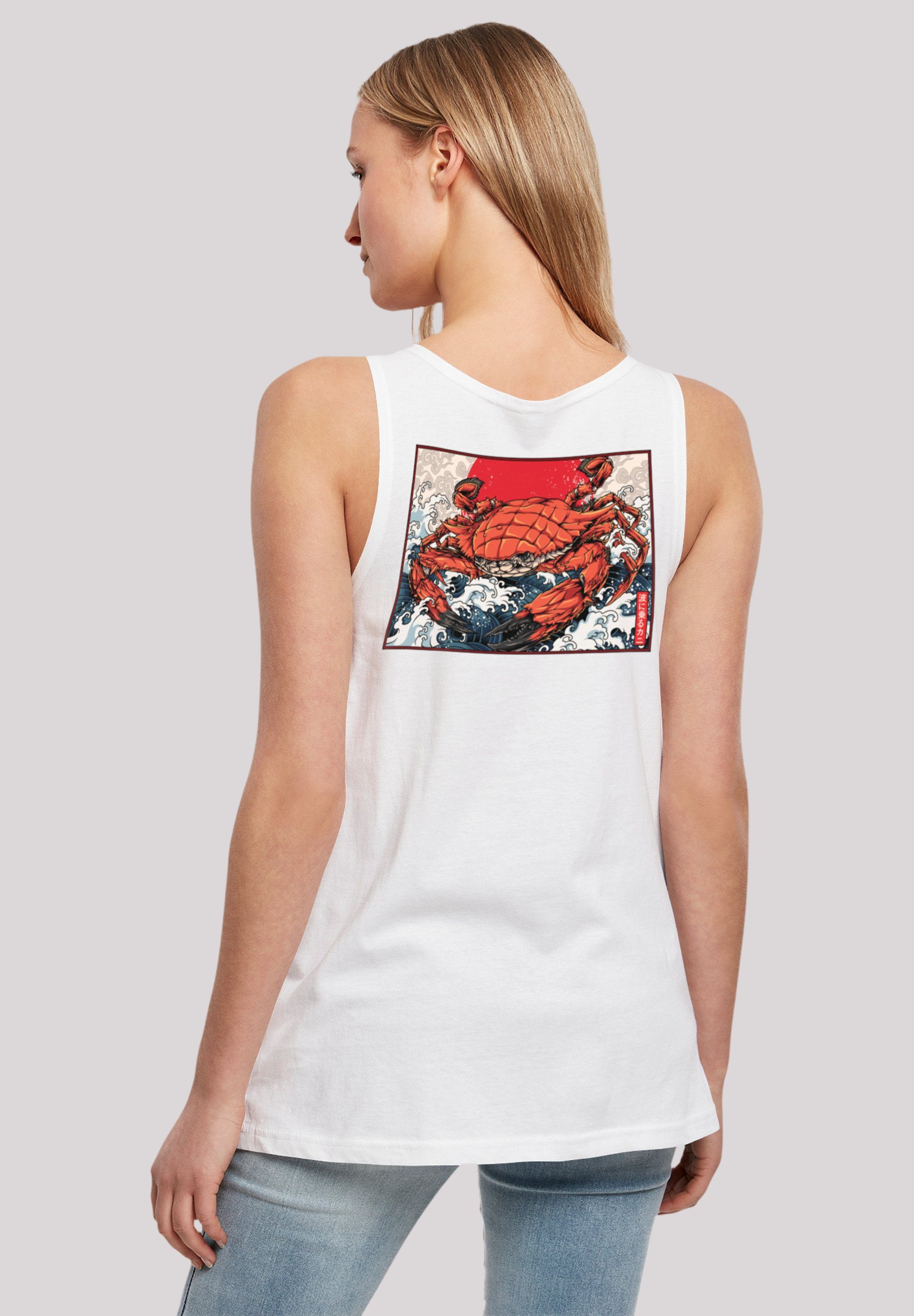F4NT4STIC T-Shirt Welle Crab Japan Print, Doppelt genähter Saum, lang und  weit geschnitten