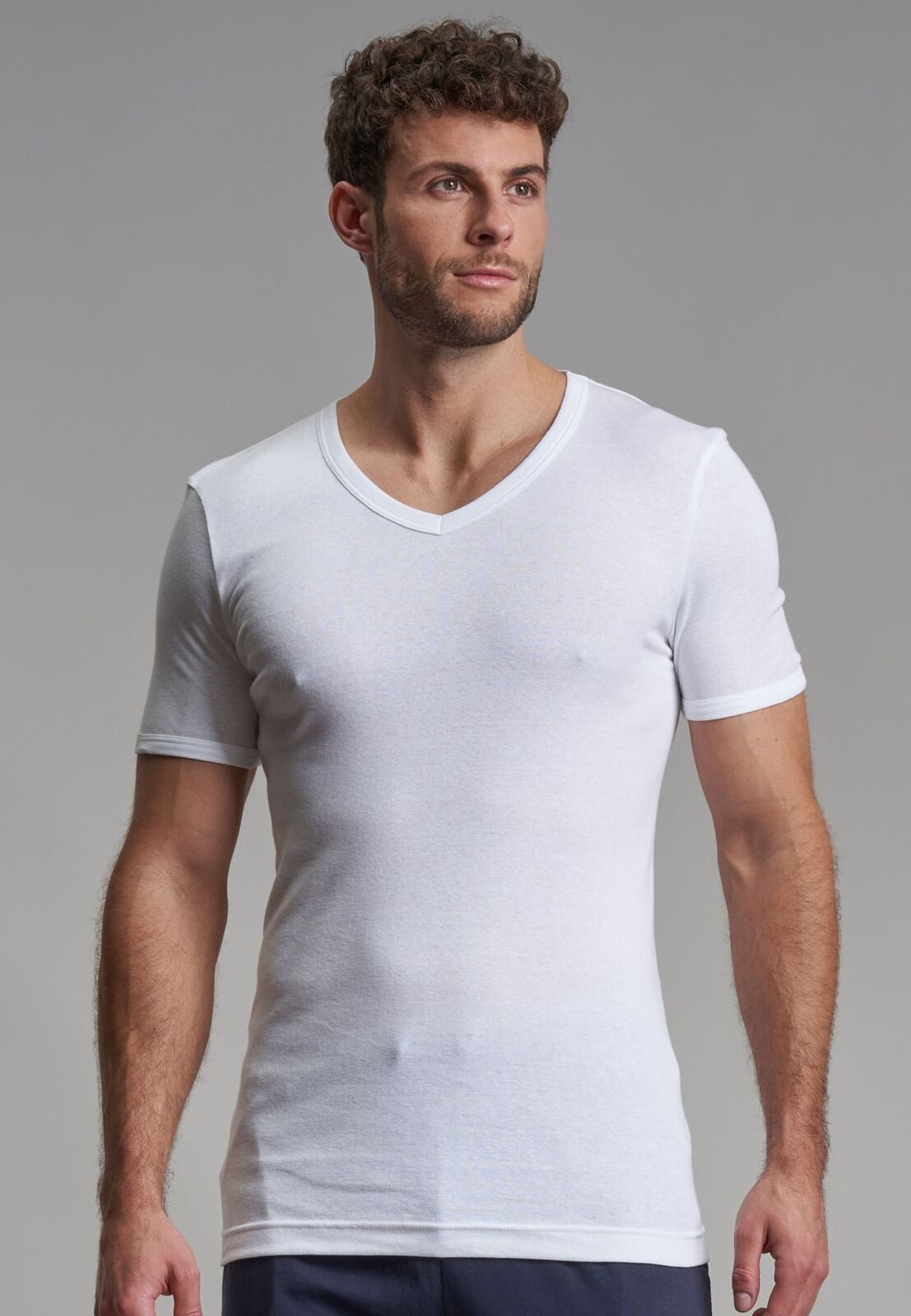 GÖTZBURG T-Shirt Premium Fine Rib (Mehrpack, 4-tlg) mit V-Ausschnitt, kurzarm, im 4er Pack