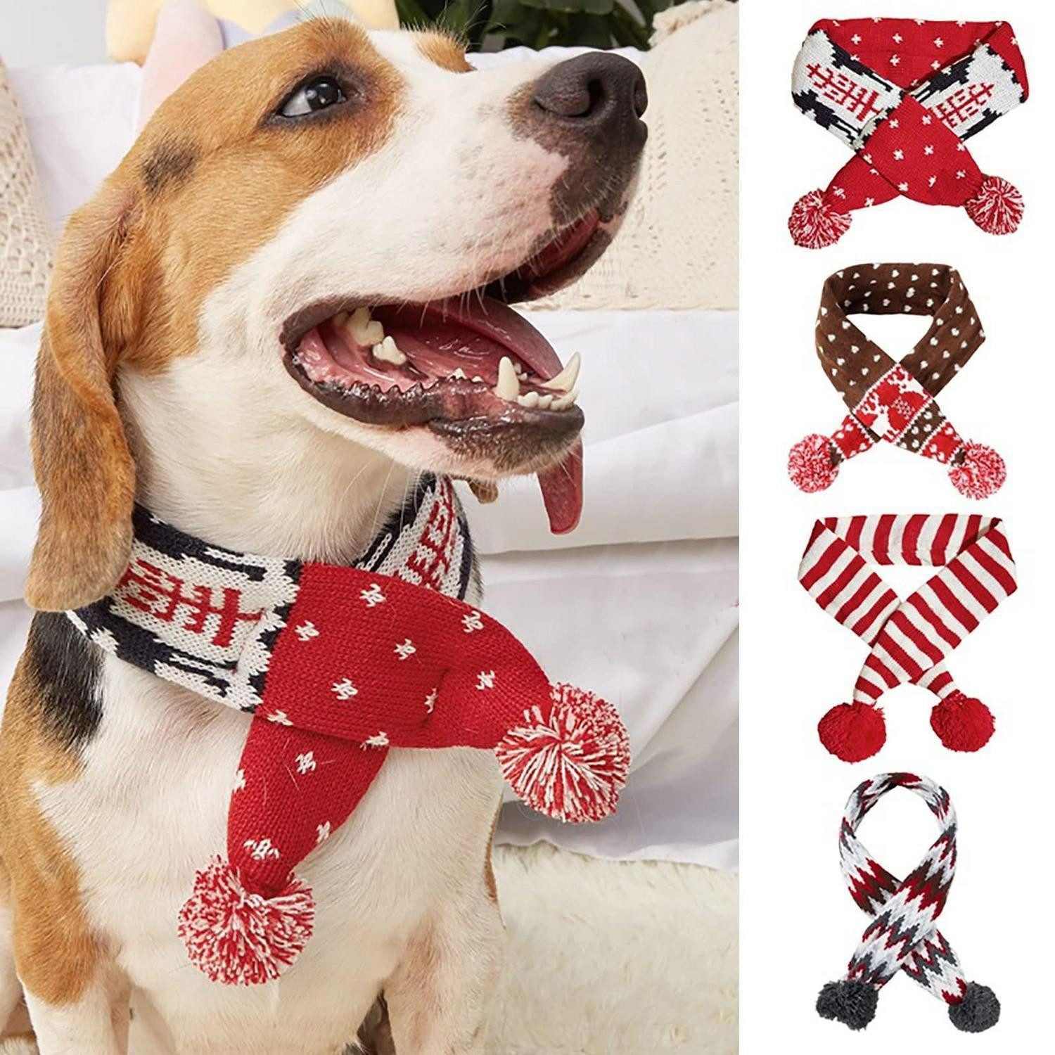LuxusKollektion Tier-Halstuch Hund Weihnachten Schal rot schwarz groß, Textil
