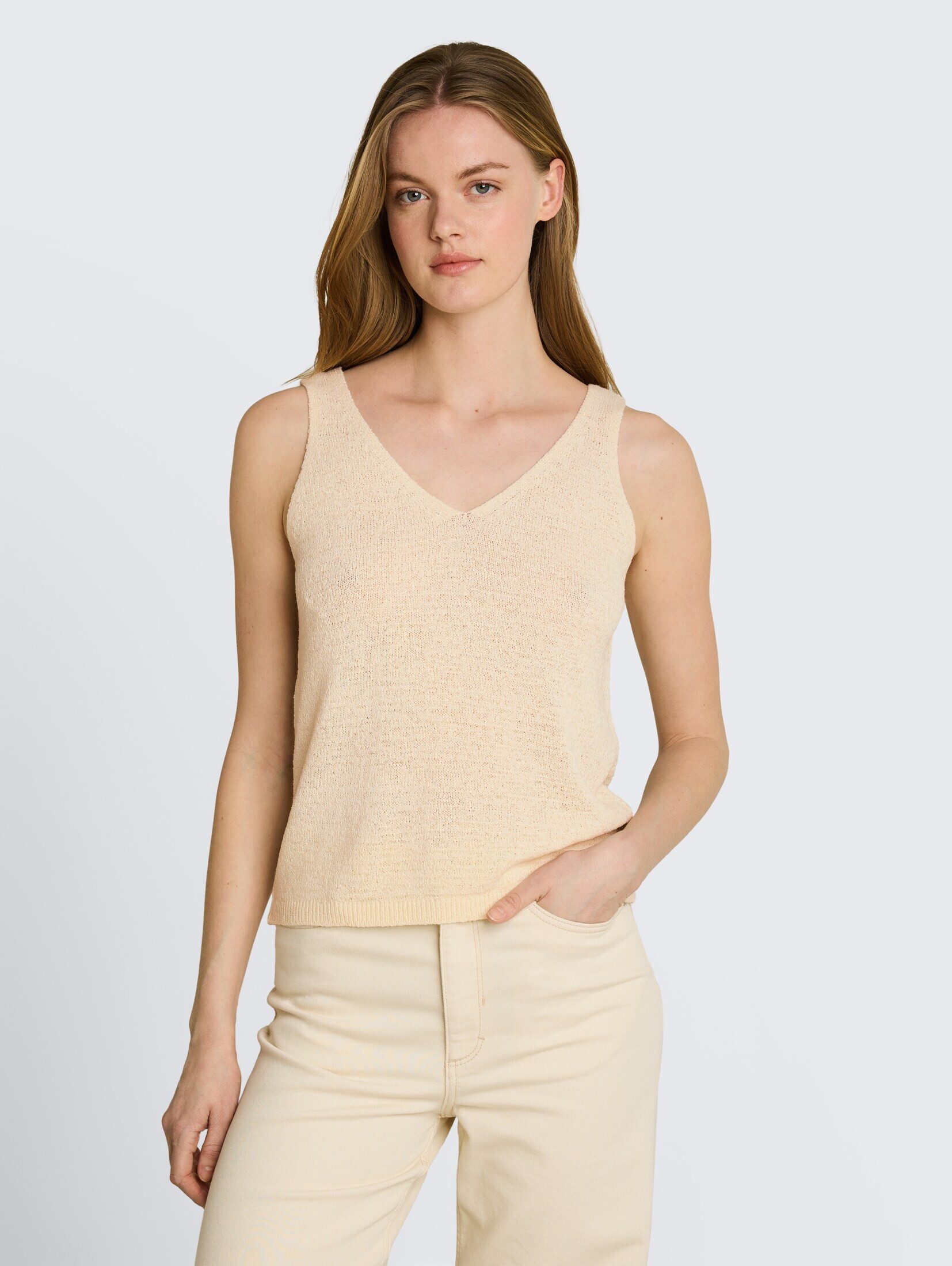 TOM TAILOR Denim Strickpullover Pullover & Strickjacken Relaxed Fit Stricktop mit V-Ausschnitt