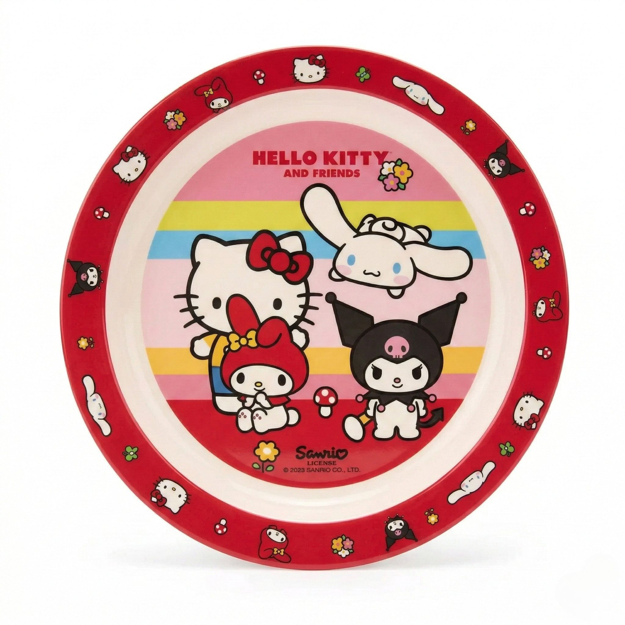 Hello Kitty Kindergeschirr-Set Hello Kitty Friends Kinder Geschirr-Set 3 teilig (3-tlg), 1 Personen, Becher (260 ml) Teller Schüssel